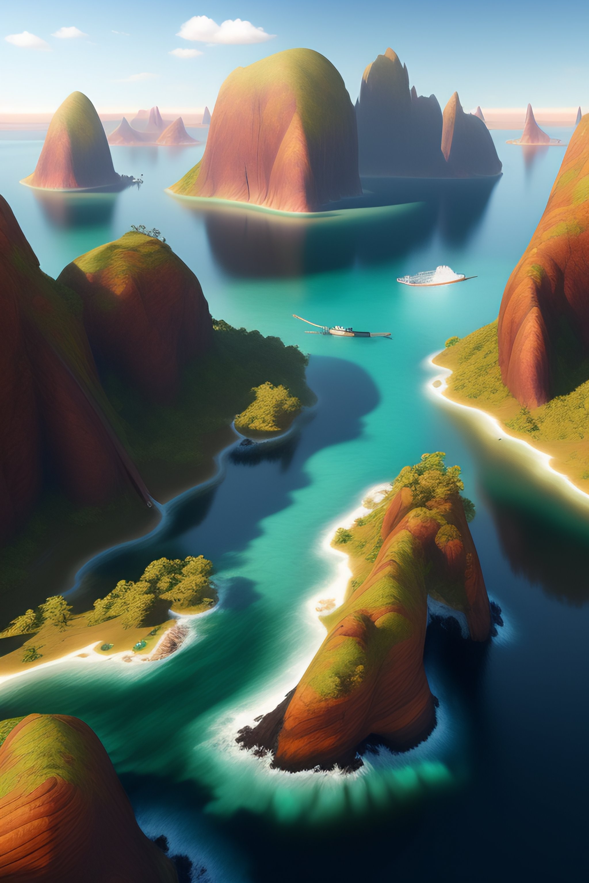 Lexica - Island map with river systems and topology, lifelike, super ...