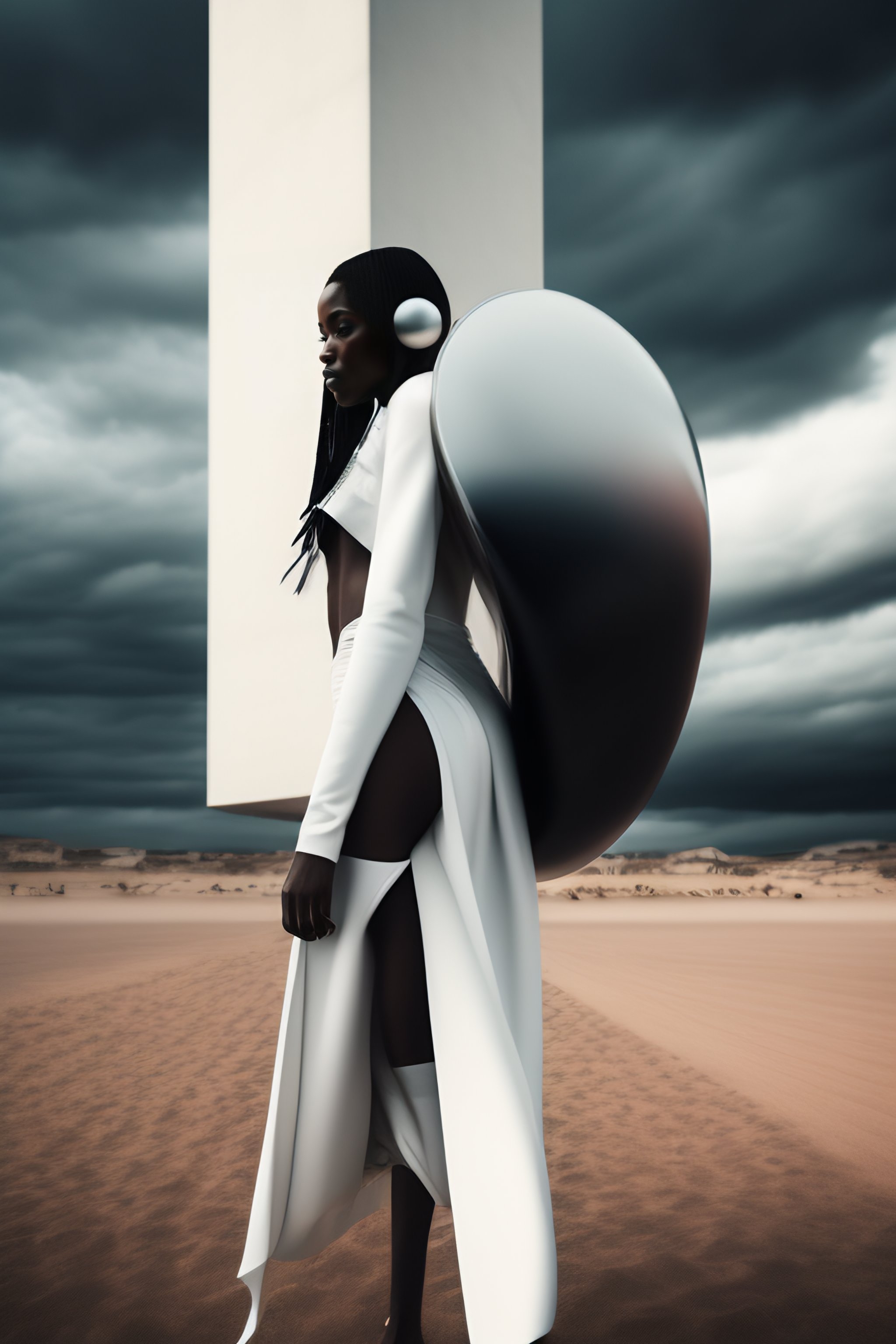 Lexica Ultra Hd Editorial Rick Owens Model White And Chrome Iso Surrealistic K