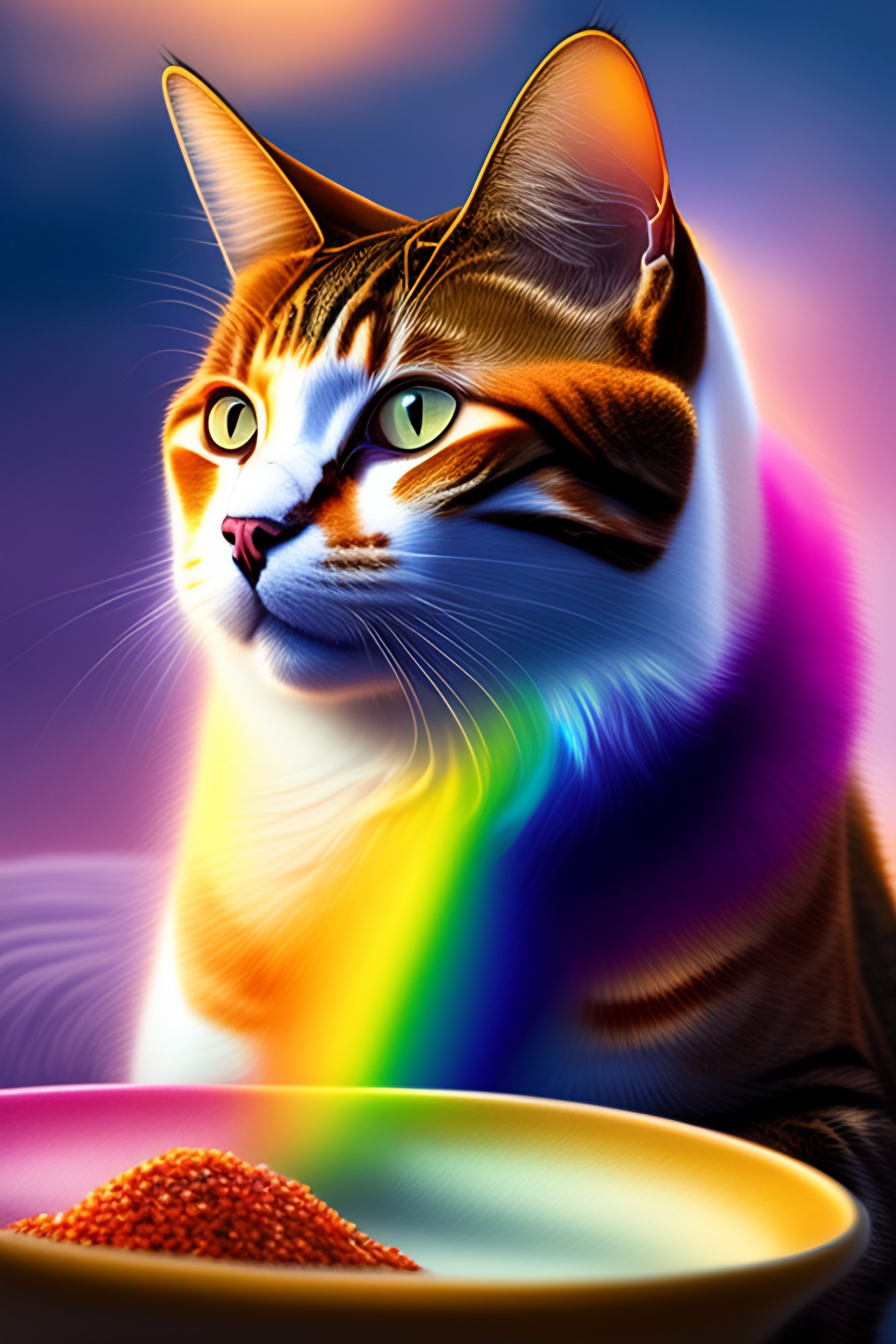 Lexica A cat eats a rainbow