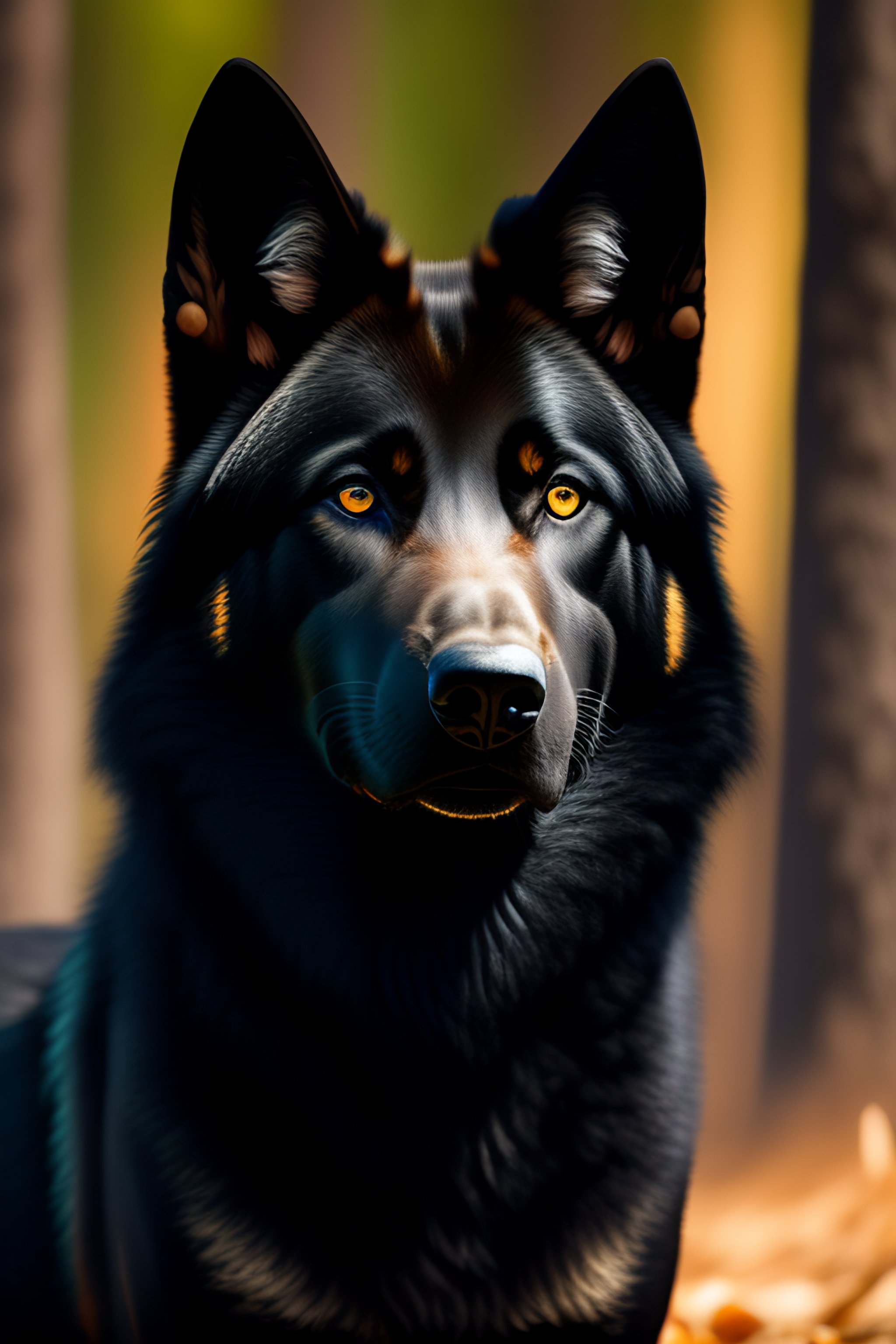 yellow eyed black wolf