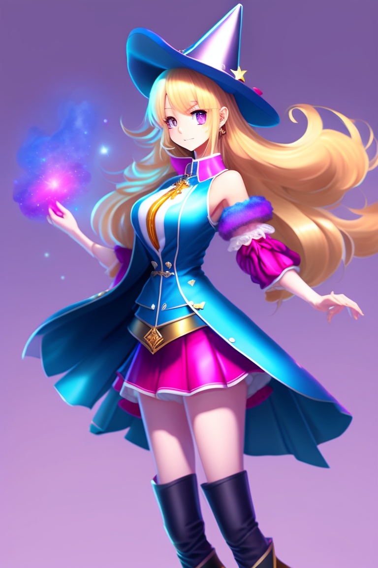 Lexica - Bright magician girl, anime stile, bright clothes