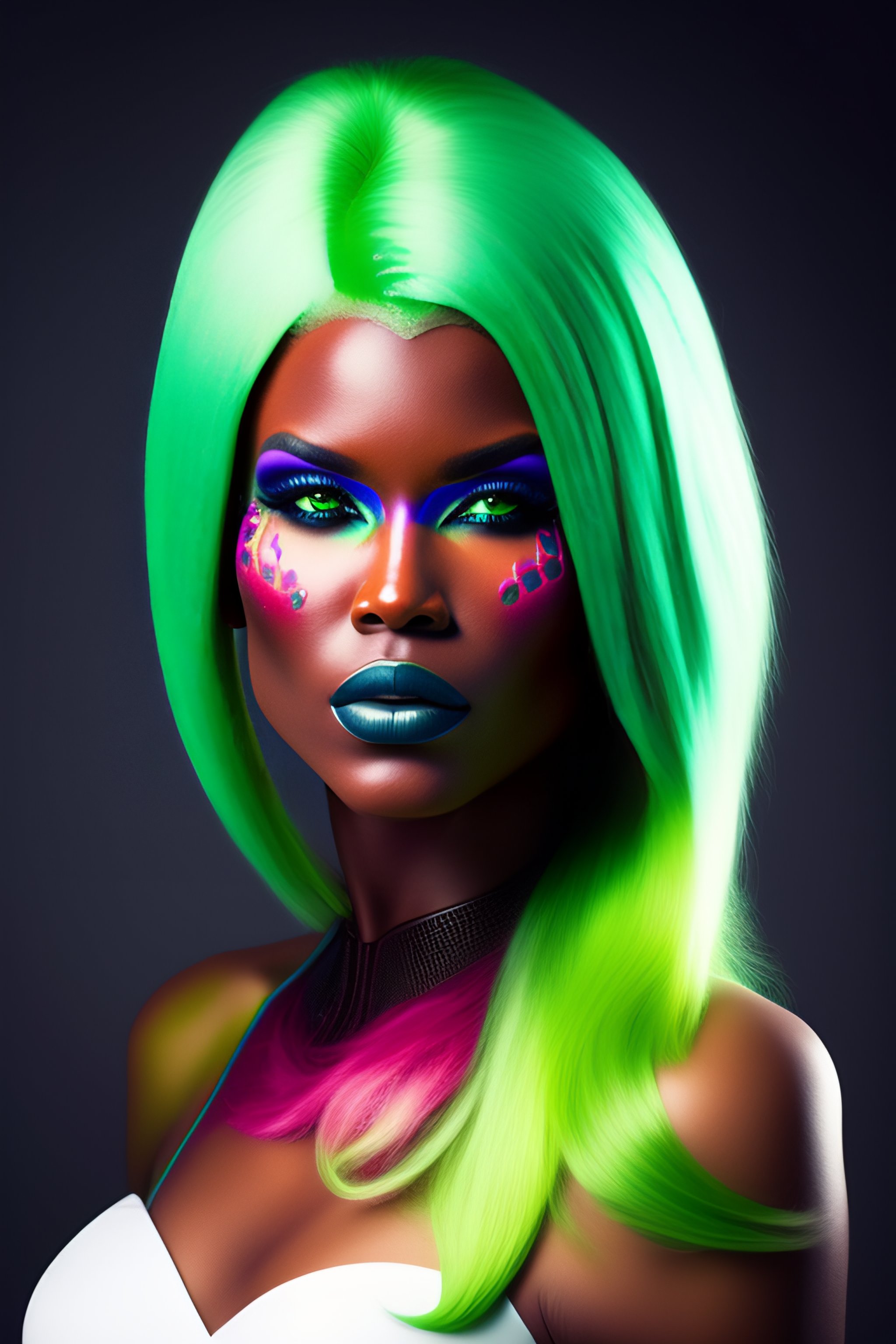 Lexica - Dominator looks like a girl with green skin, raspberries and ...