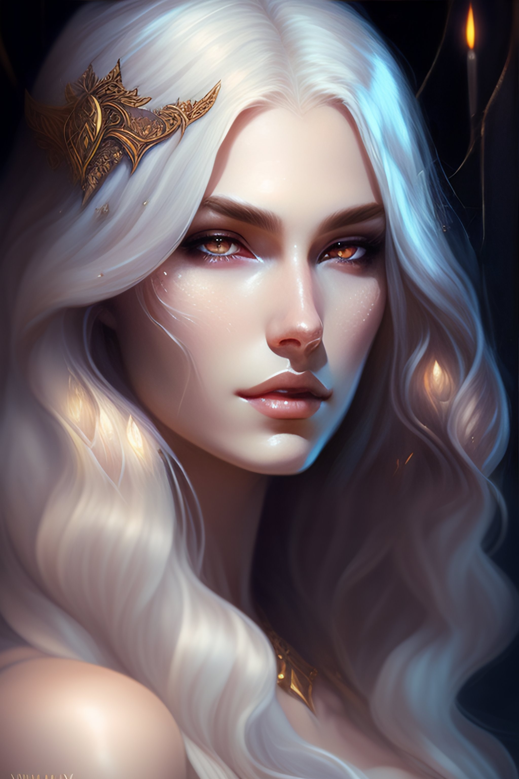 Lexica - White long hair vampire glare, fantasy magic, dark pin-up ...