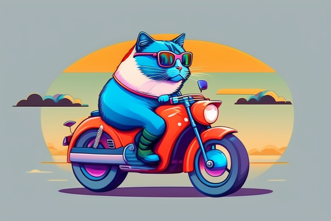 Lexica - Cat with goggls riding bike,cute , 2d cartoon comic style