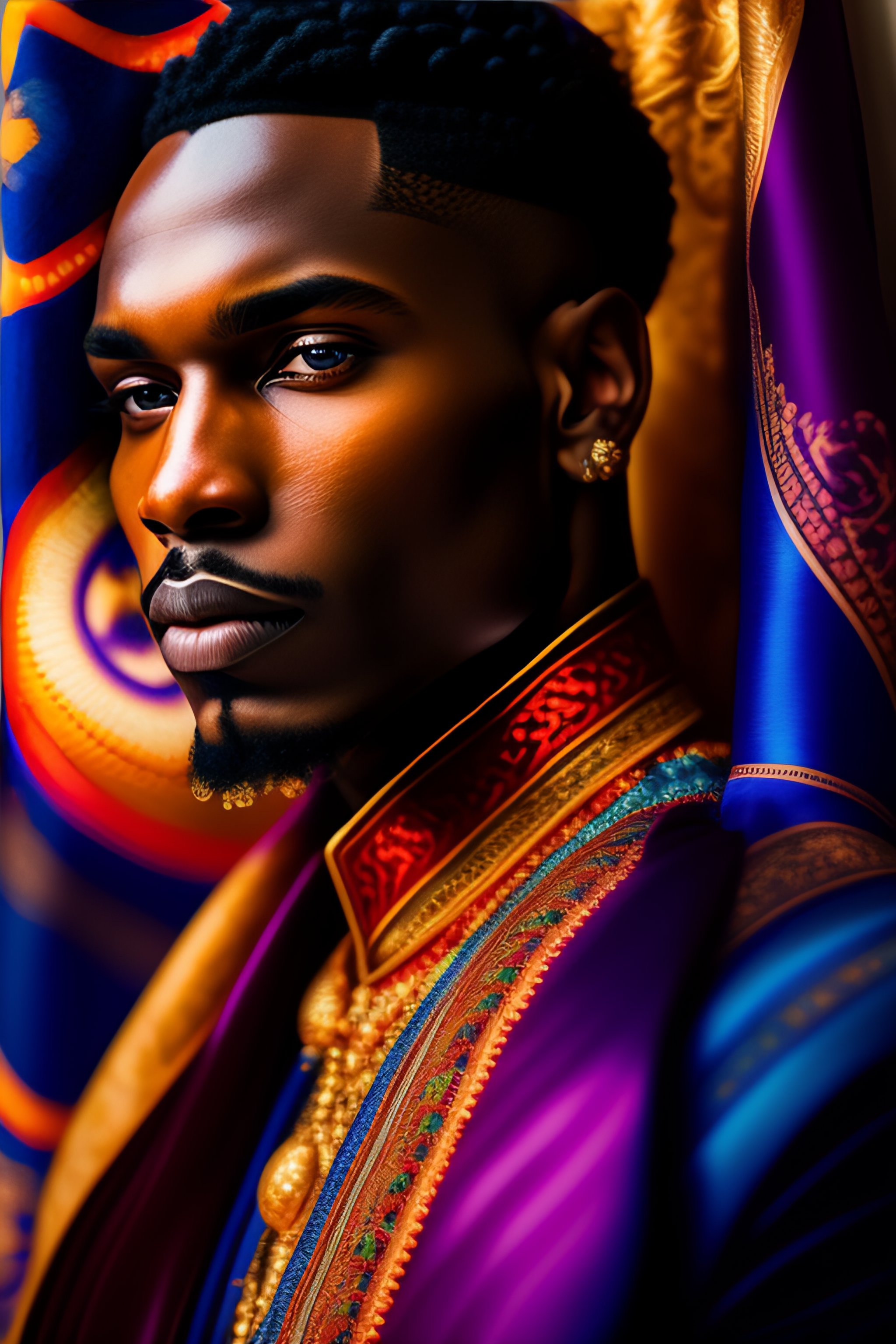 Lexica A Beautiful And Mysterious Melanated Man In An Intricate And Colorful Gown No Blur 7268