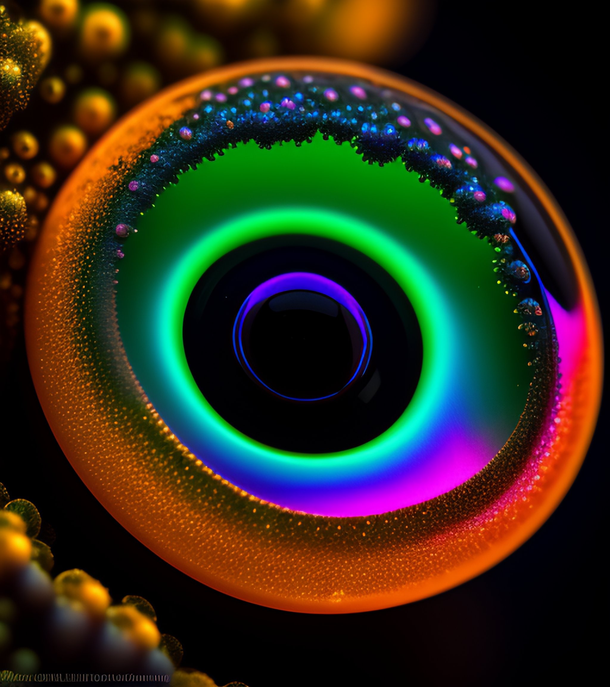 Lexica - A photograph of a glossy iridescent black myxomycete, slime ...