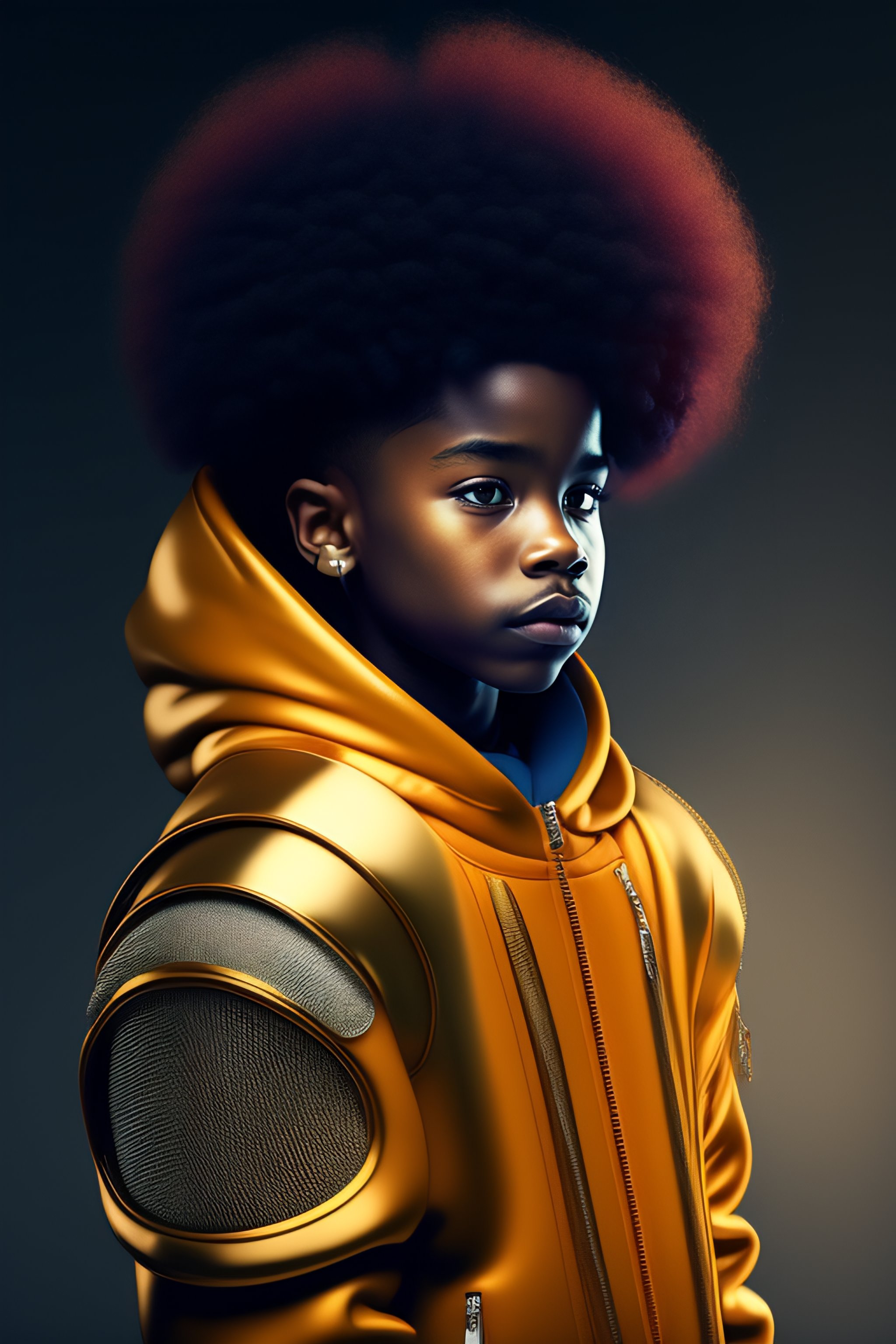 Lexica - Boy with fade and afro hairstyle wearing a puffy hoodie as ...