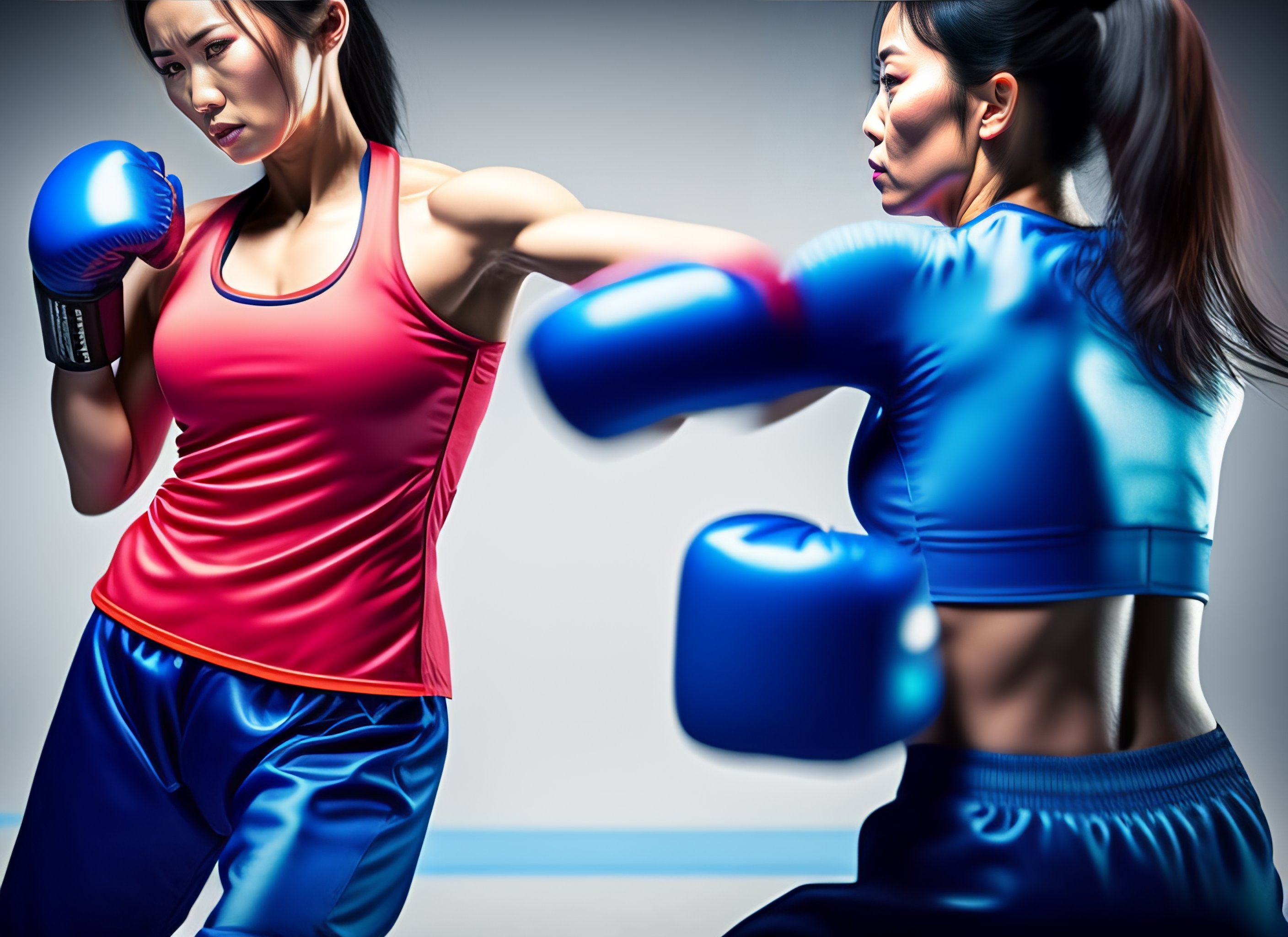 Lexica - Martial arts fighting lady sweating blue clothes