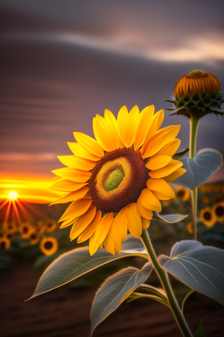 Lexica - Sunflower close up, sun shinning through the petals