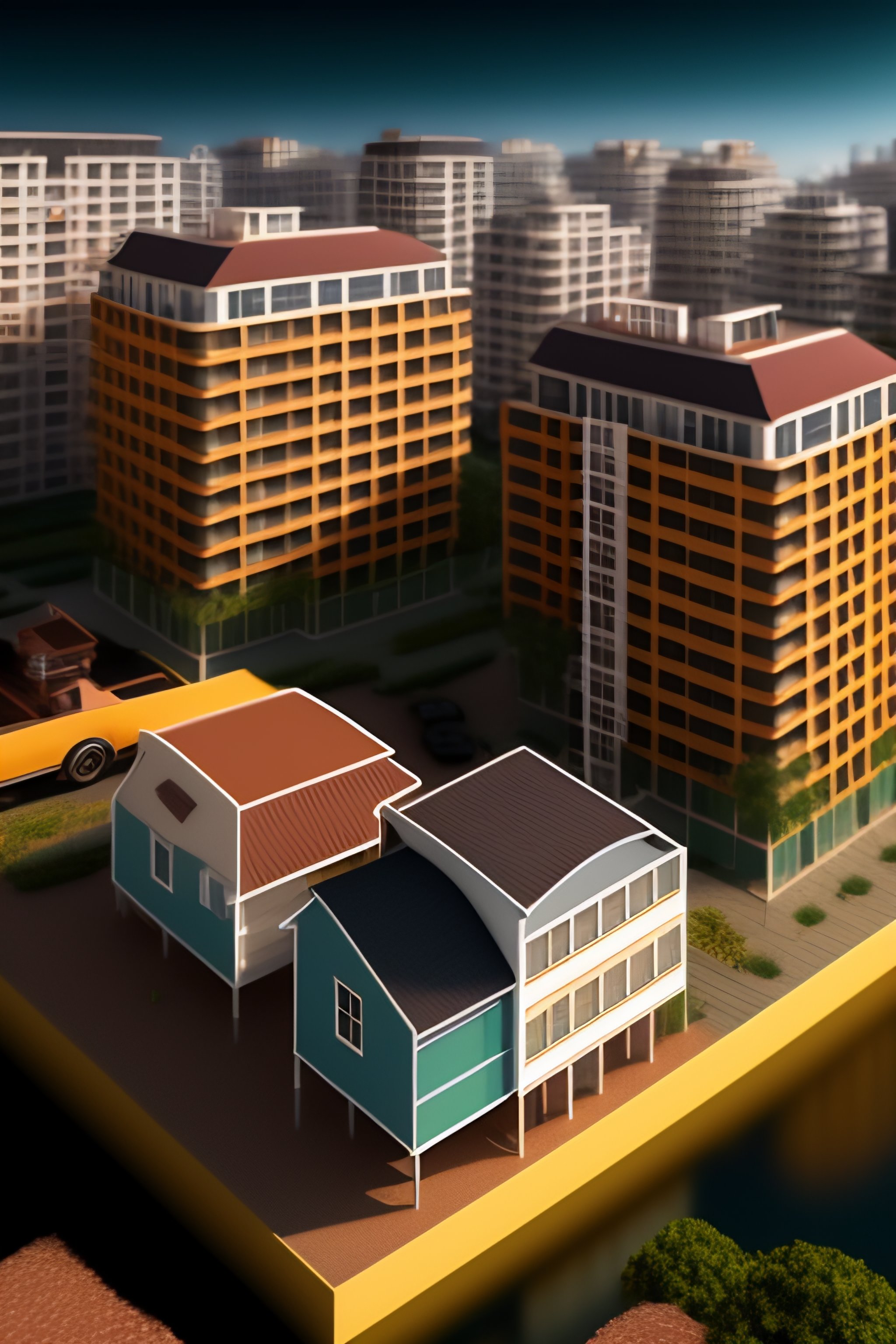 Lexica - An entire city built on top of a small house 3d realistic