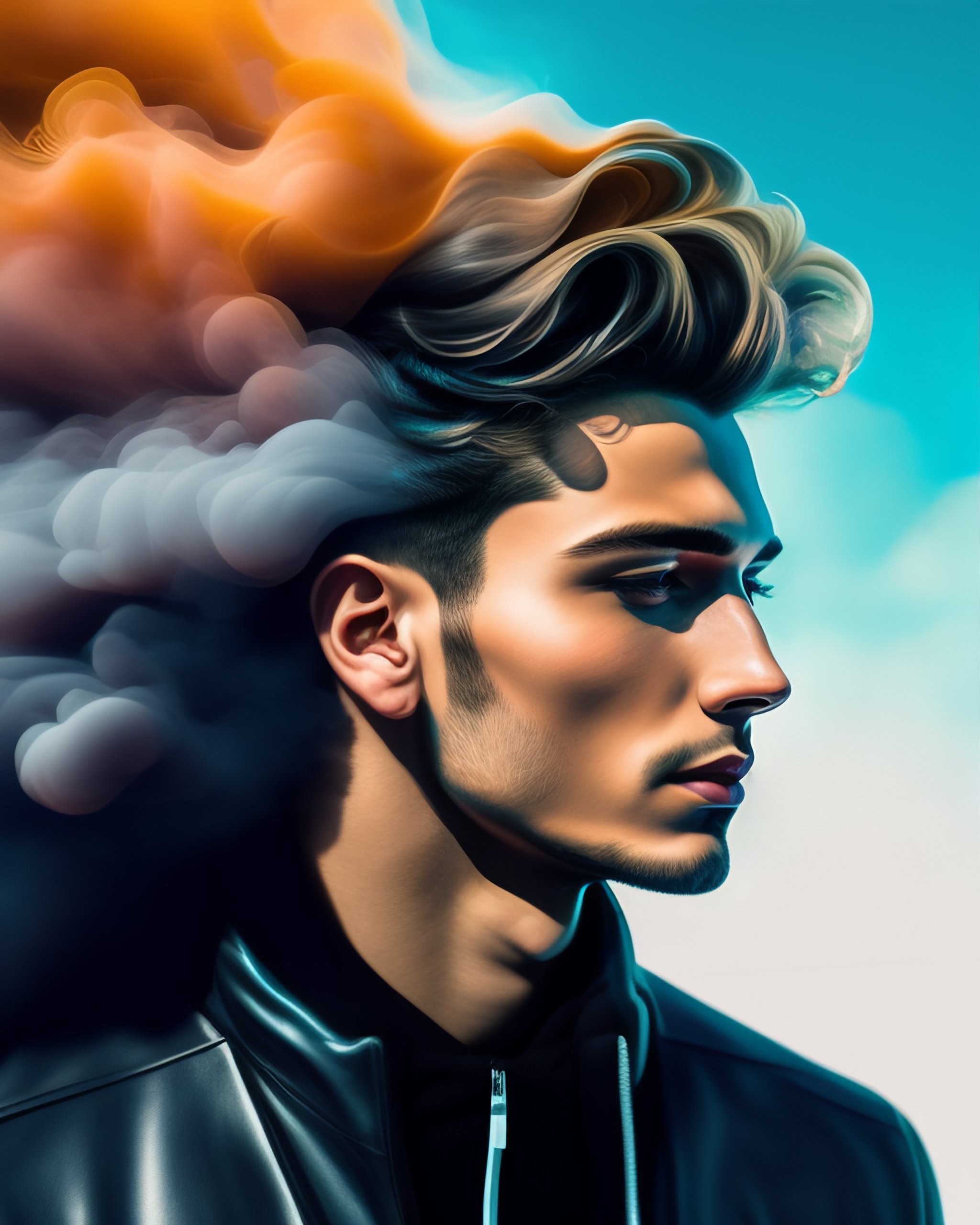Lexica - Distorted detailed painting of a young blonde man made of ink cloud  smoke, hyper detailed, trending on Artstation