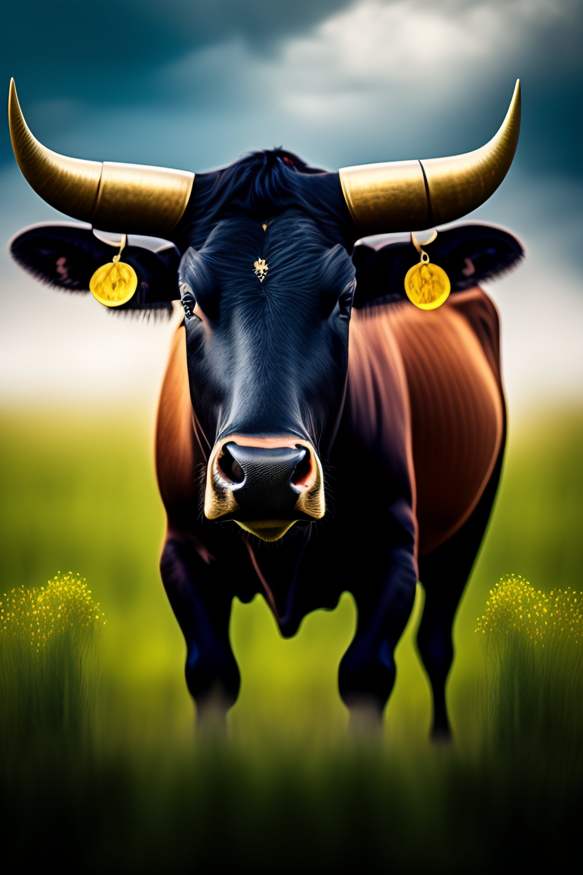 Lexica - A bull on a background of a meadow with an Israel flag on it, 4k