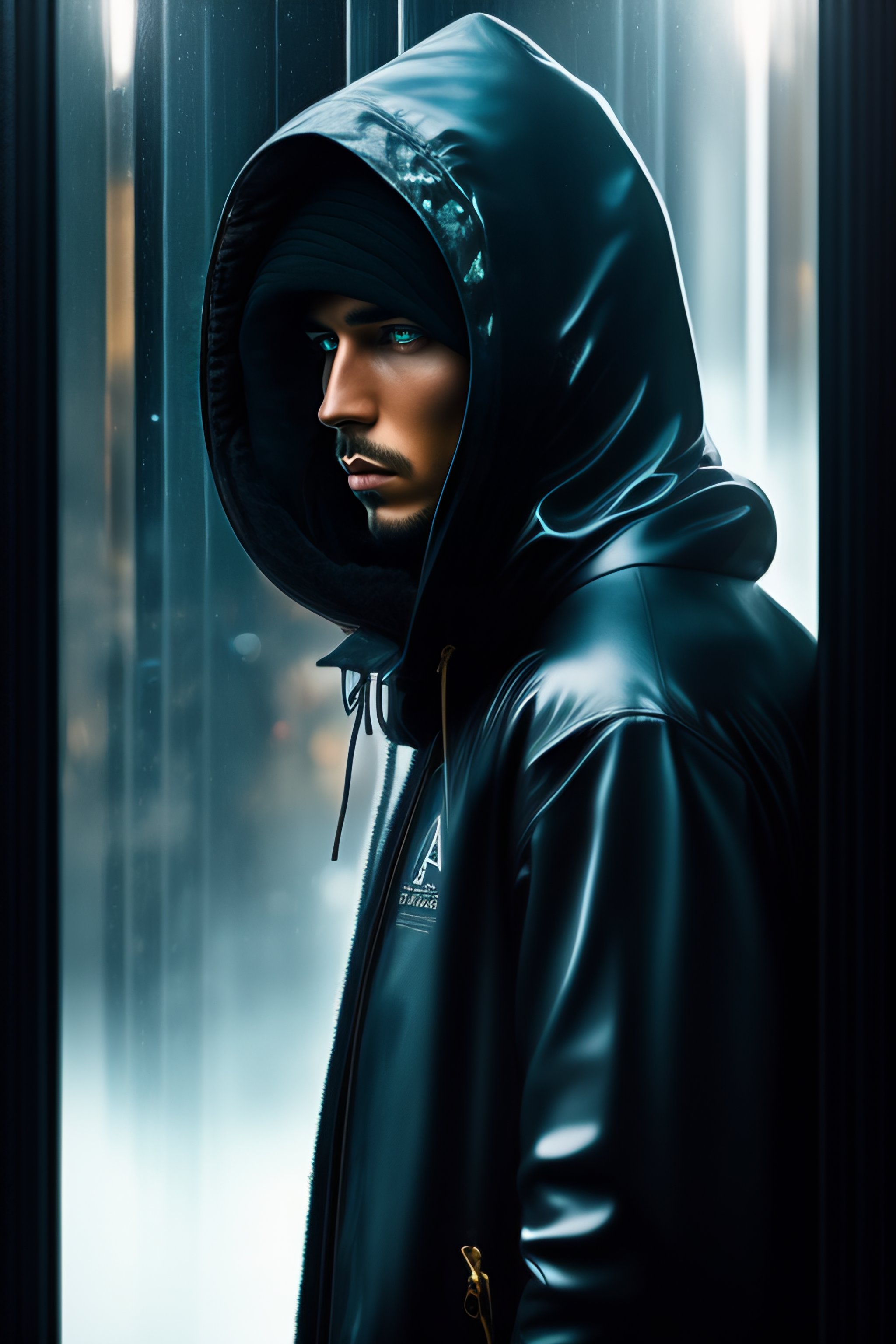 Lexica - An humanoid with a ragged hooded jacket and a face made ...