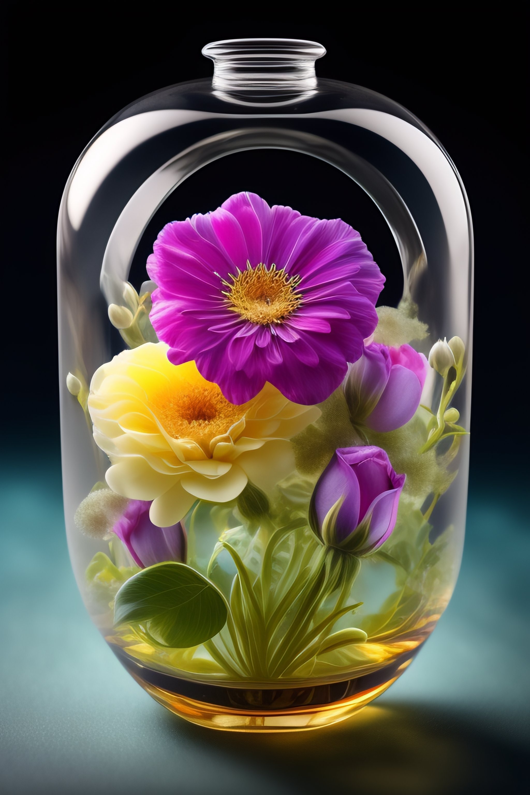 Lexica Flowers encased in an anatomical glass heart