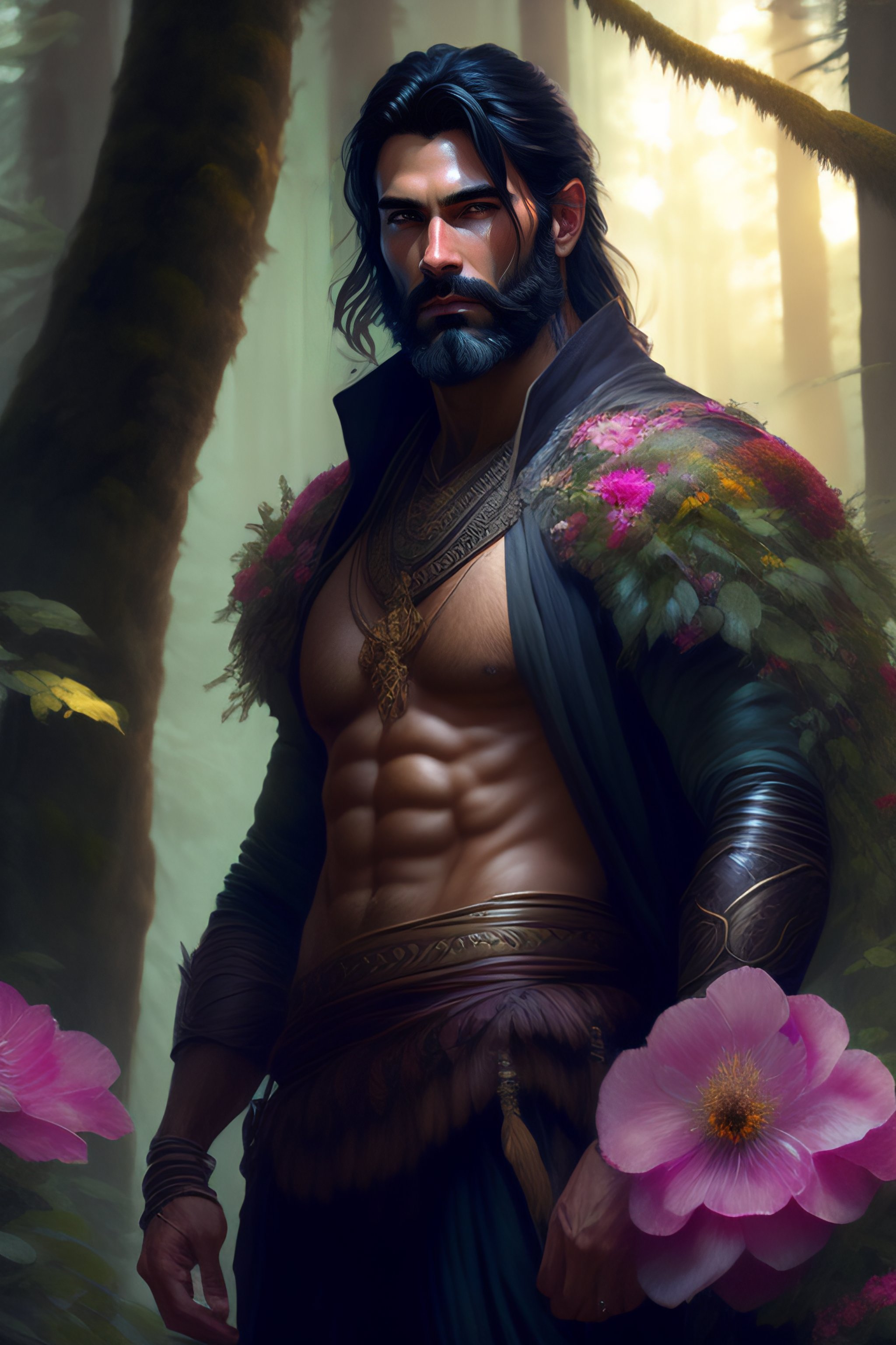 Lexica - God of the forest, 3 0 years old, rugged, handsome, dark hair ...