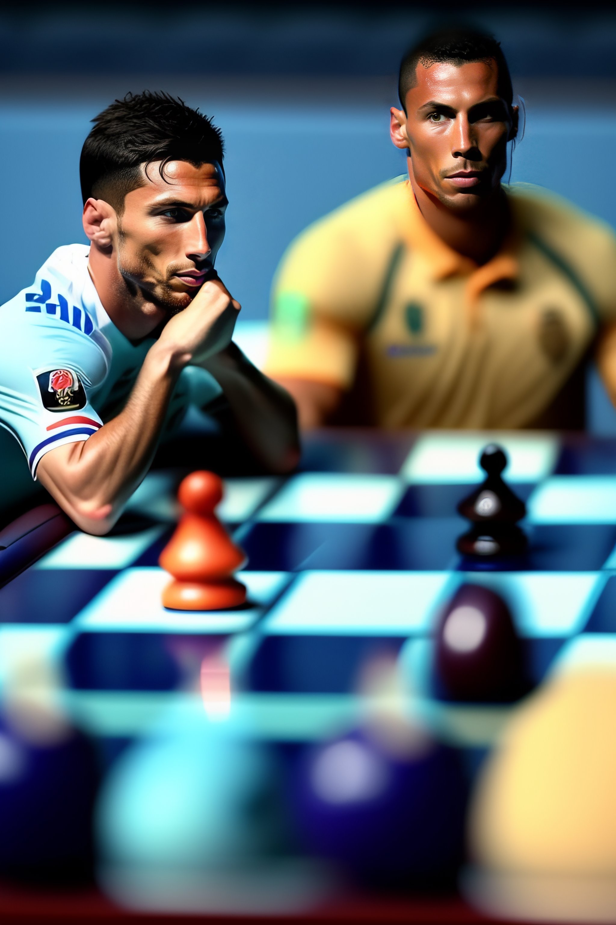 messi and ronaldo playing chess wallpaper