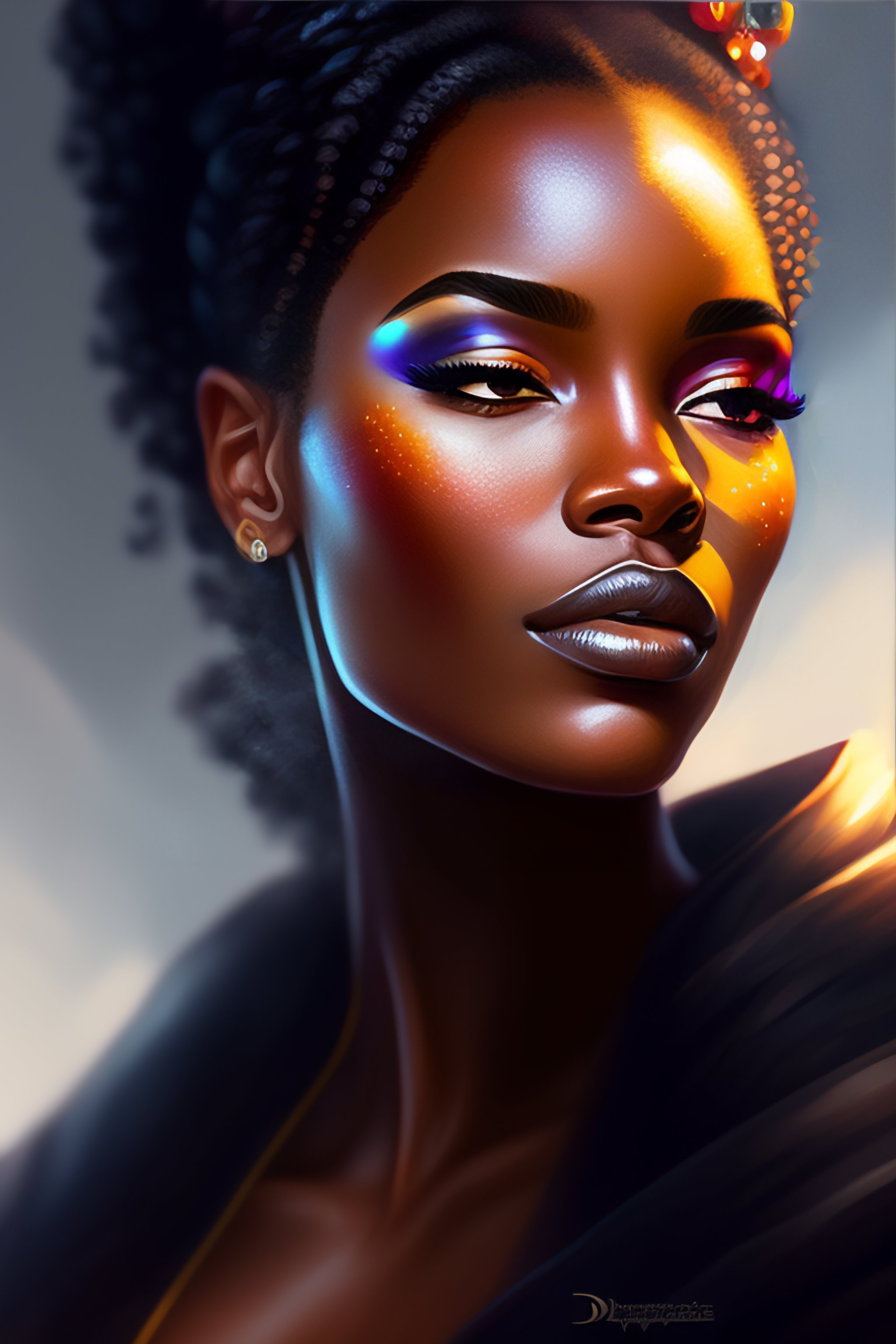 Lexica - Fantasy Portrait, beautiful black woman, meditating peacefully ...