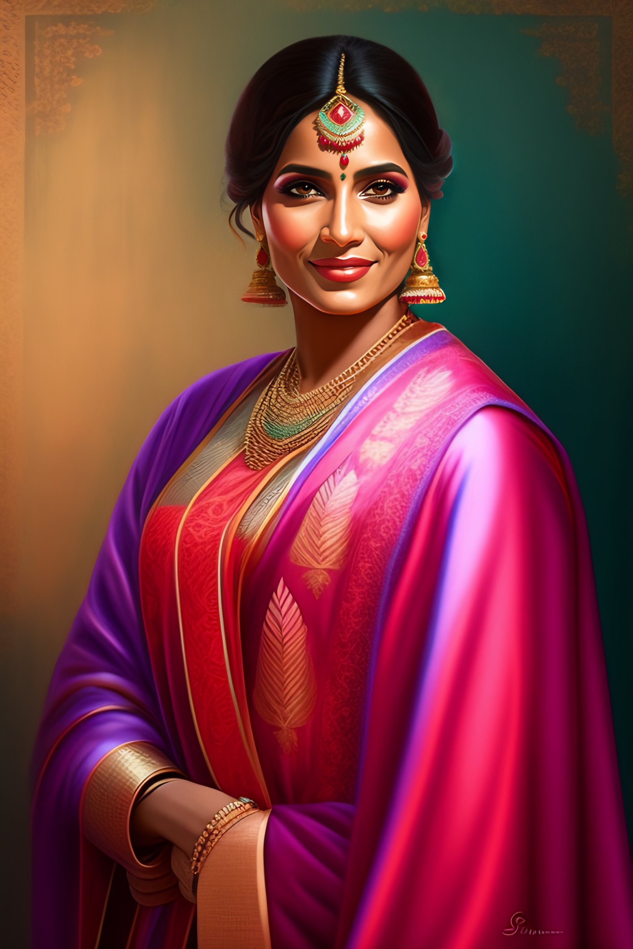 Lexica - Roma woman, iranian colorful robes, adorned with blue and pink ...