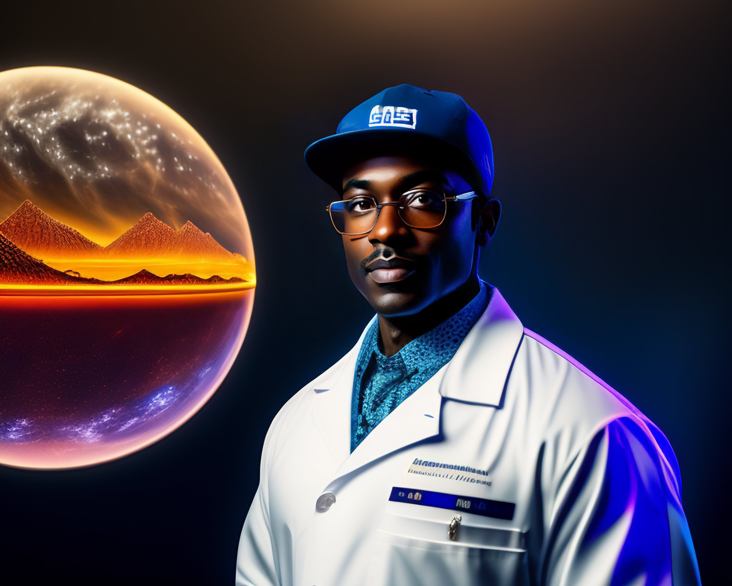 Lexica - An dark-skinned male scientist alchemist wearing a wave cap ...