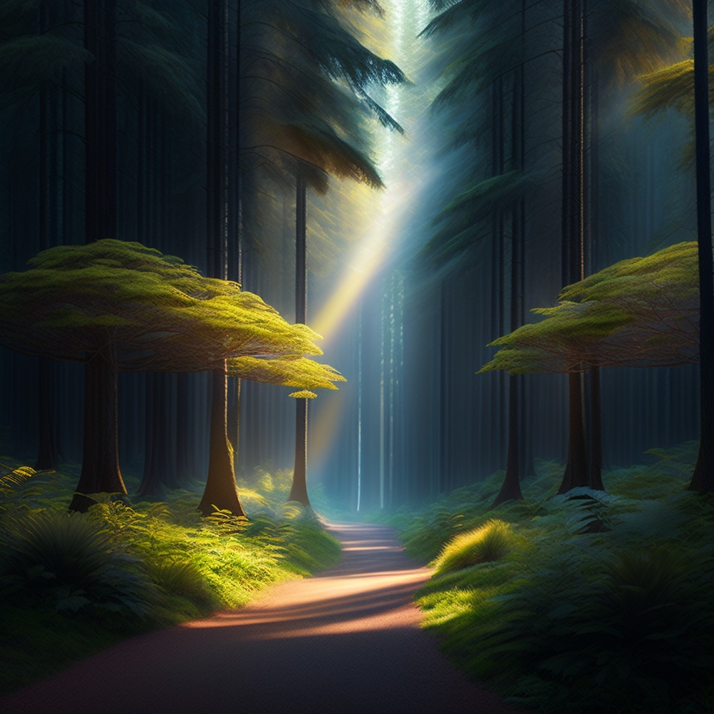 Lexica - A big fantastical forest, god rays, hyper realistic