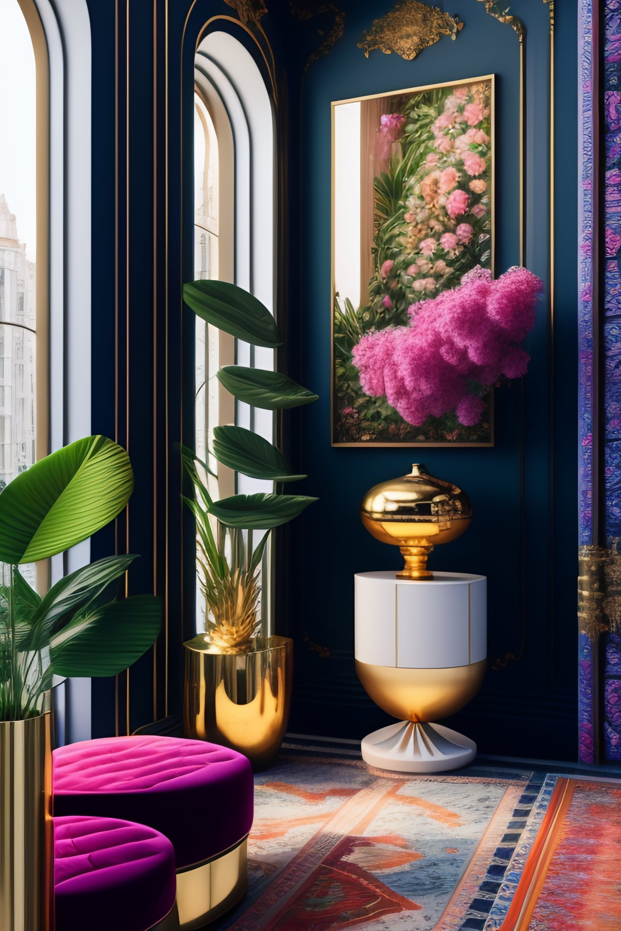 Lexica - Architectural digest photo of a maximalist bedroom living room ...