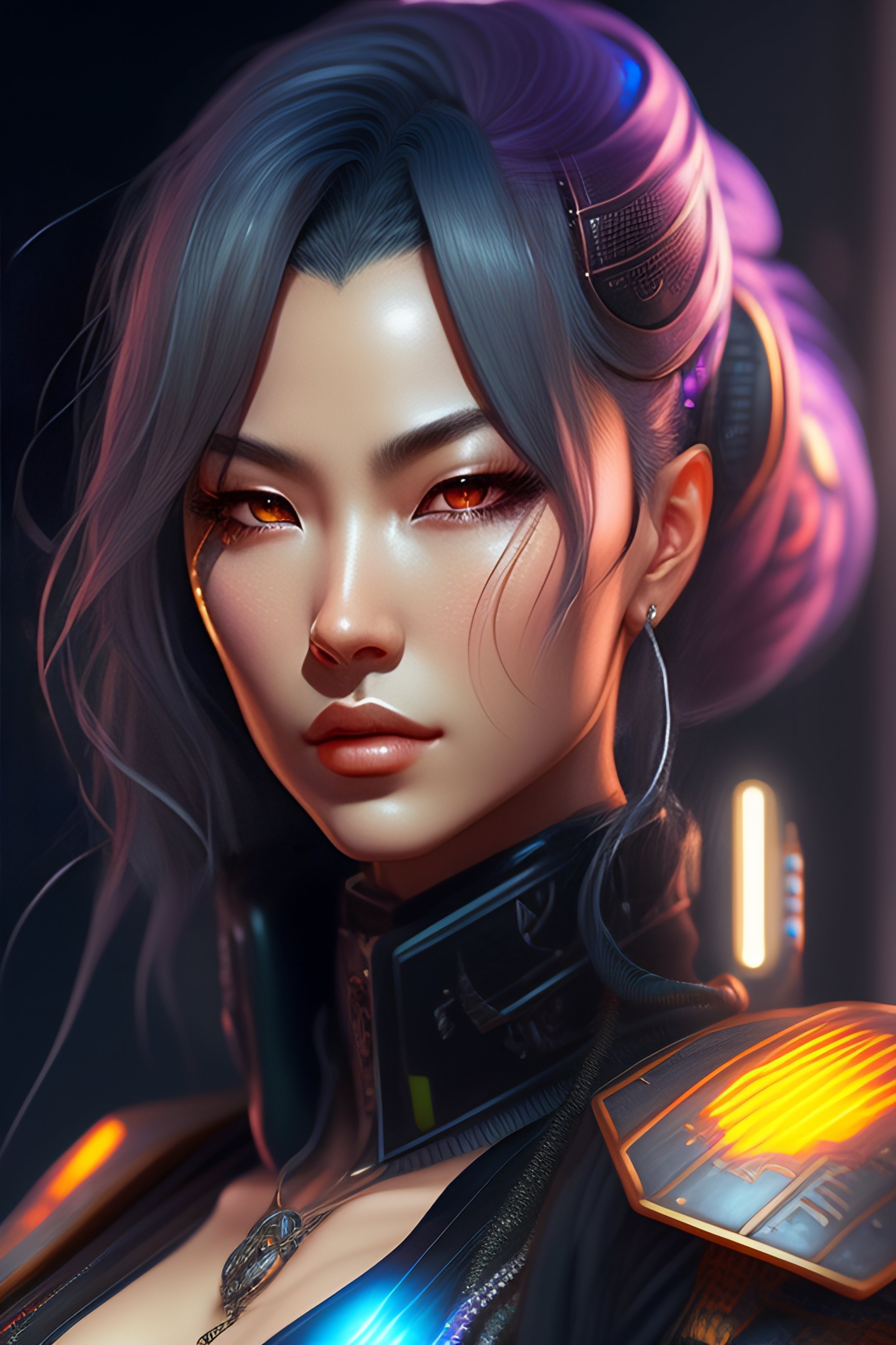 Lexica - Right facing, Portrait of a cyberpunk cyborg ninja, third ...