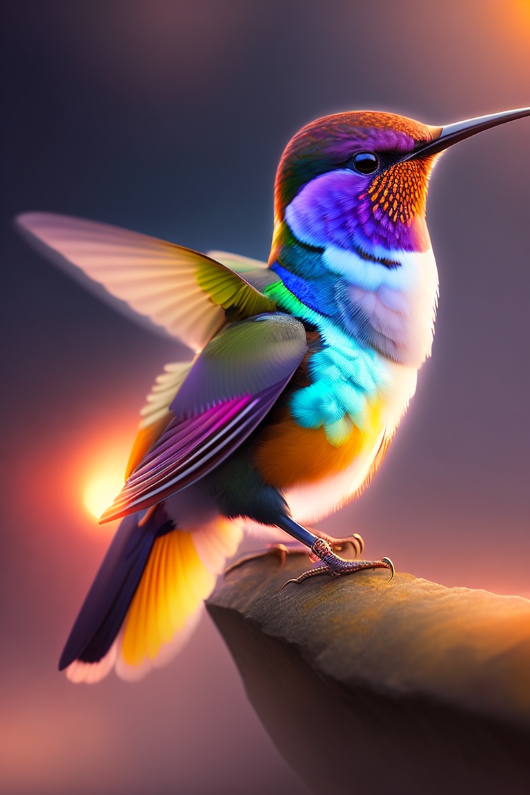 Lexica - Hummingbird with sunrise in the background digital art, 8K ...