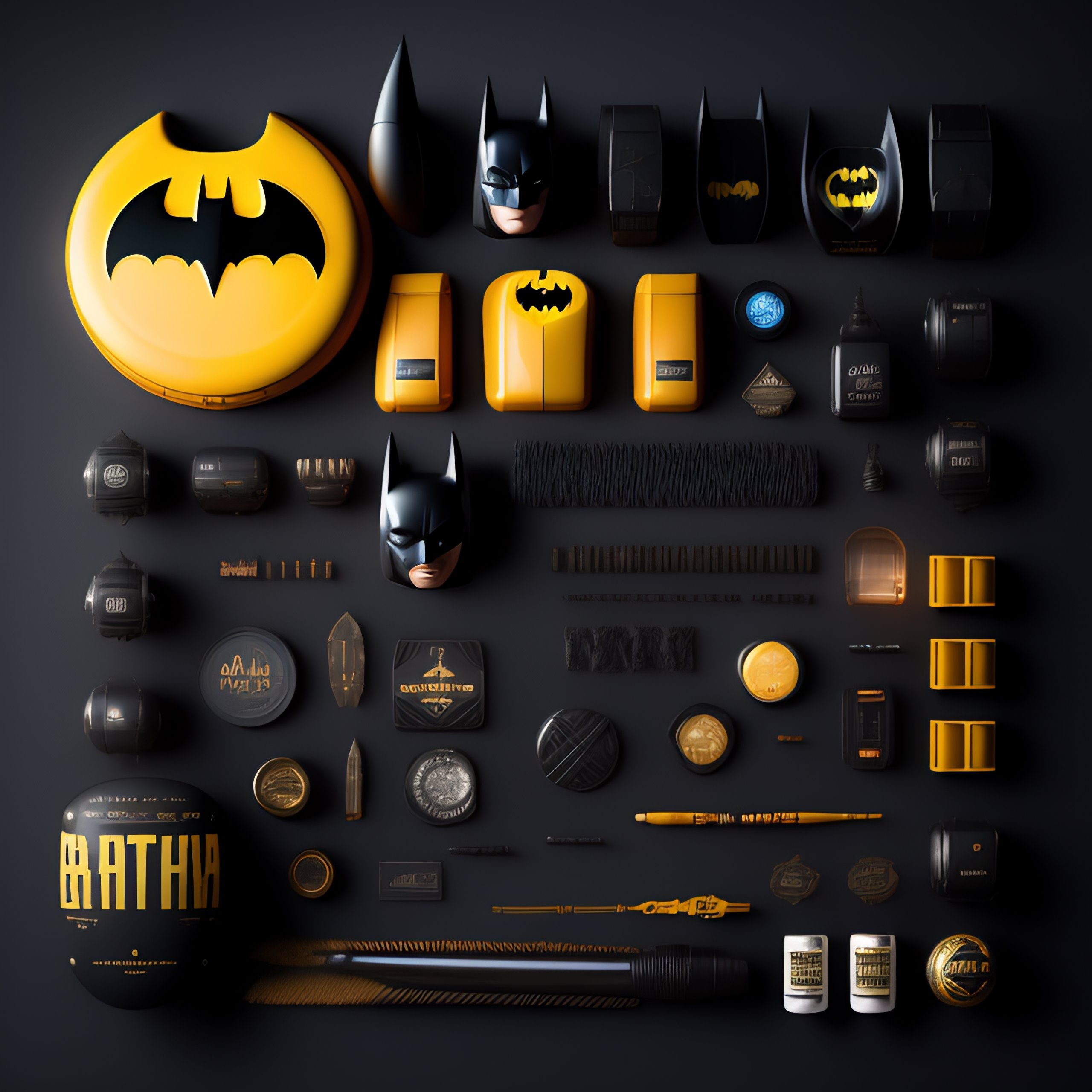 Lexica Batman Costumes And Props Knolling Knolling Layout Deconstruction Highly Detailed