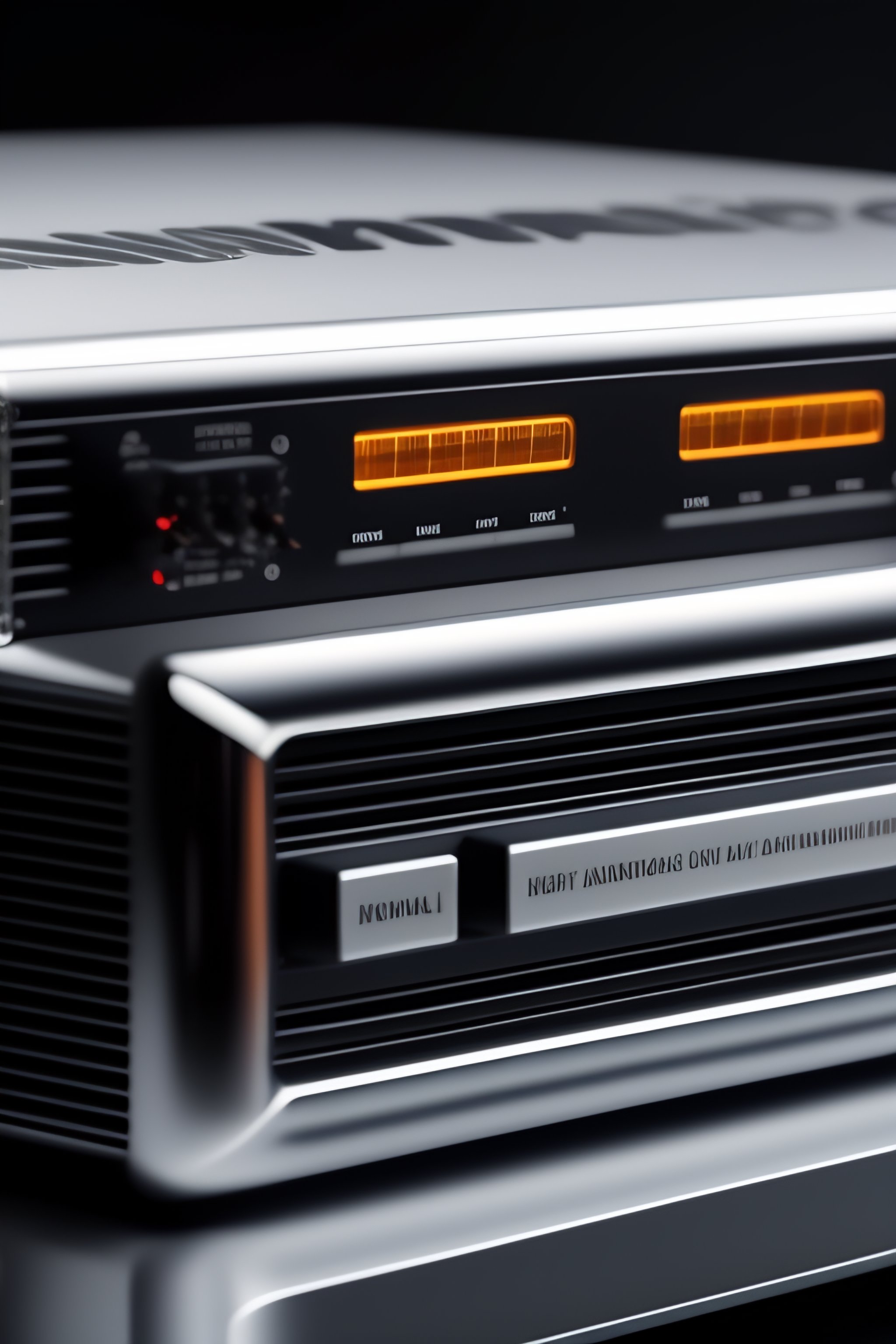 Lexica - A photo of a dual mono amplifier, big, silver, wide ...