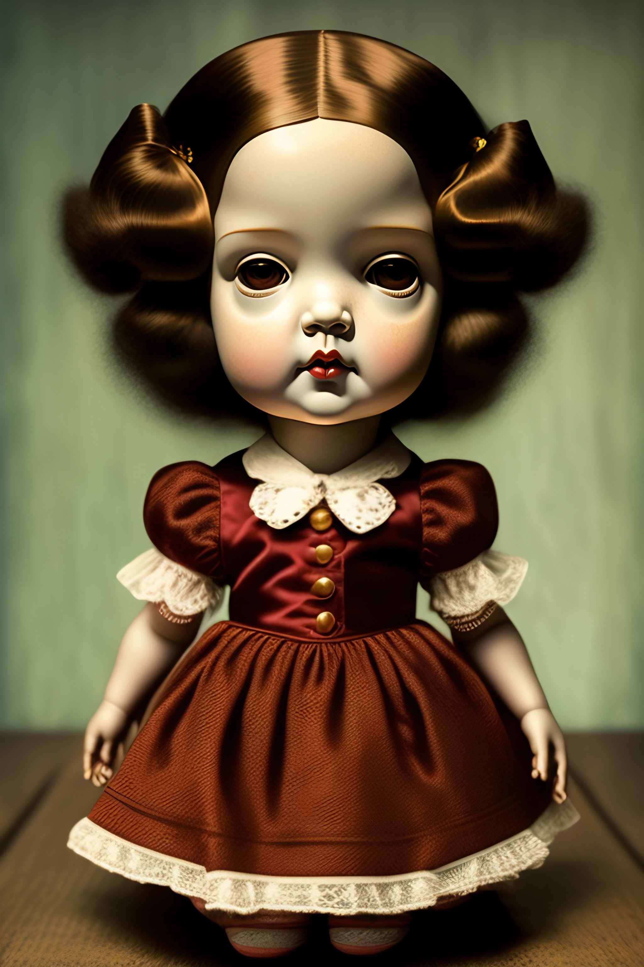 Lexica Creepy doll with head tilted to the side, artwork by Mark Ryden