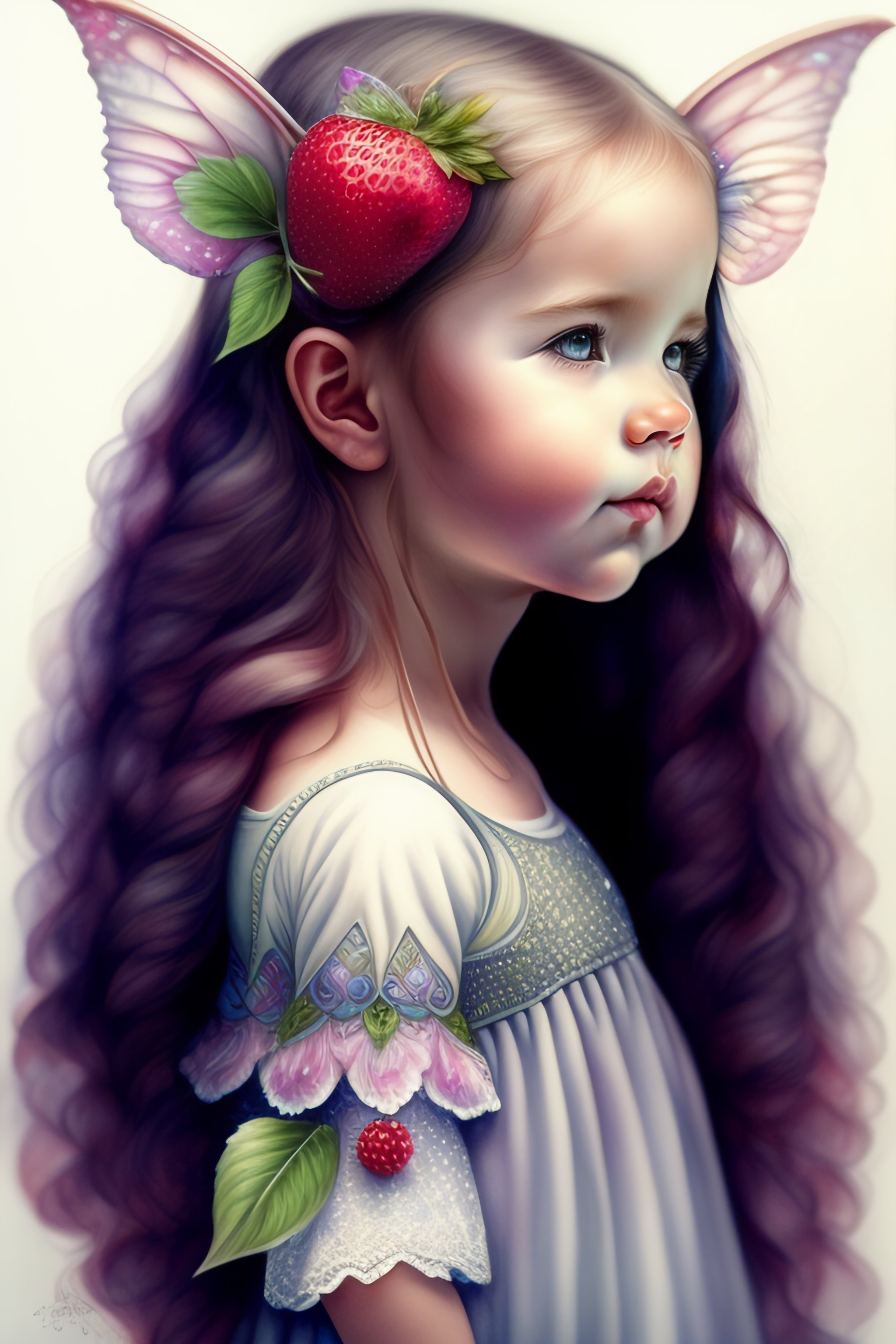 Lexica - Full figure pencil drawing 2ears toddler berry fairy , water ...