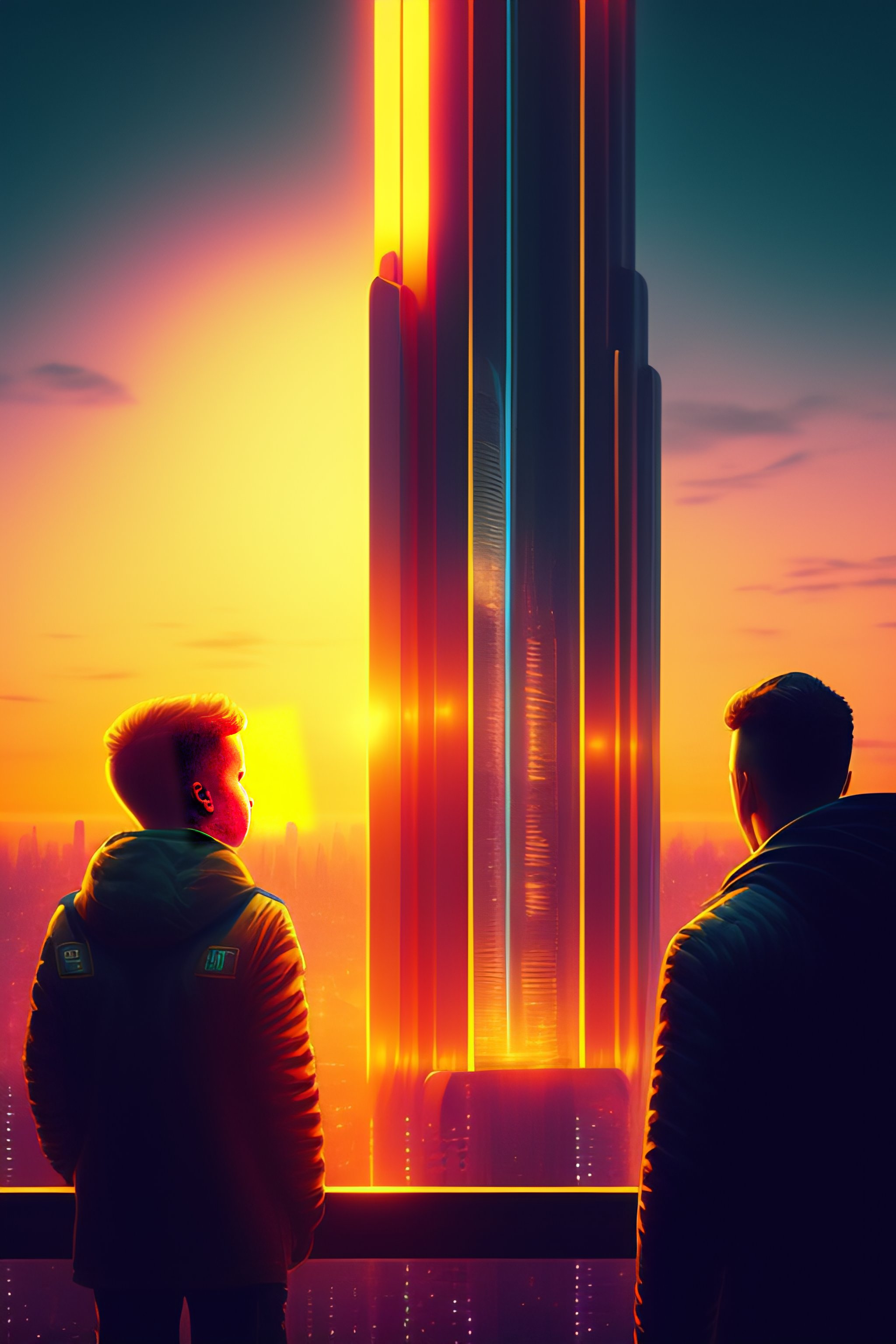 Lexica - High-rise futuristic buildings, bright neon signs, people ...