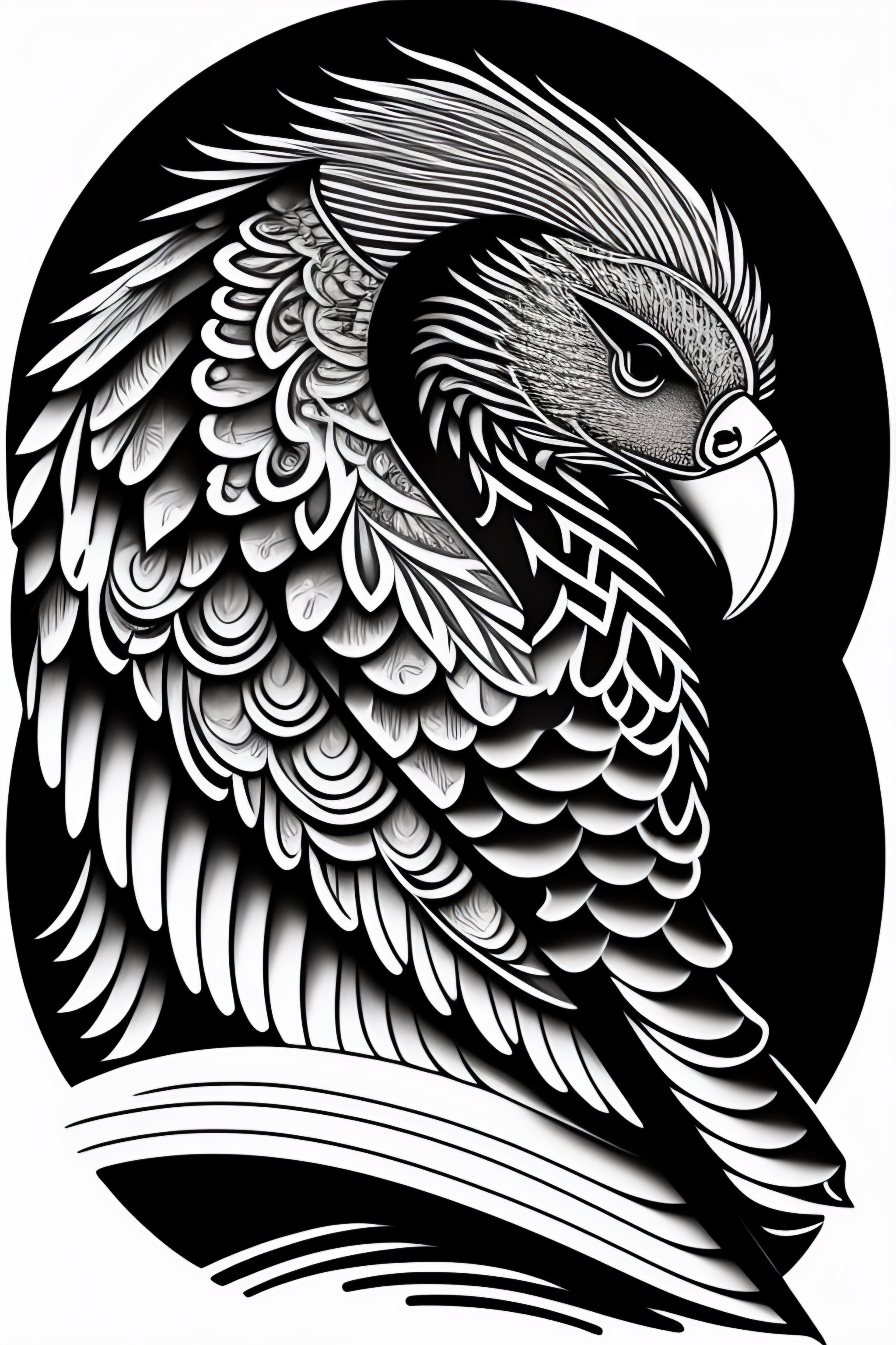 Lexica - Tattoo design, stencil, tattoo stencil, traditional, a world  famous tattoo of a geometric eagle, black and white, white background