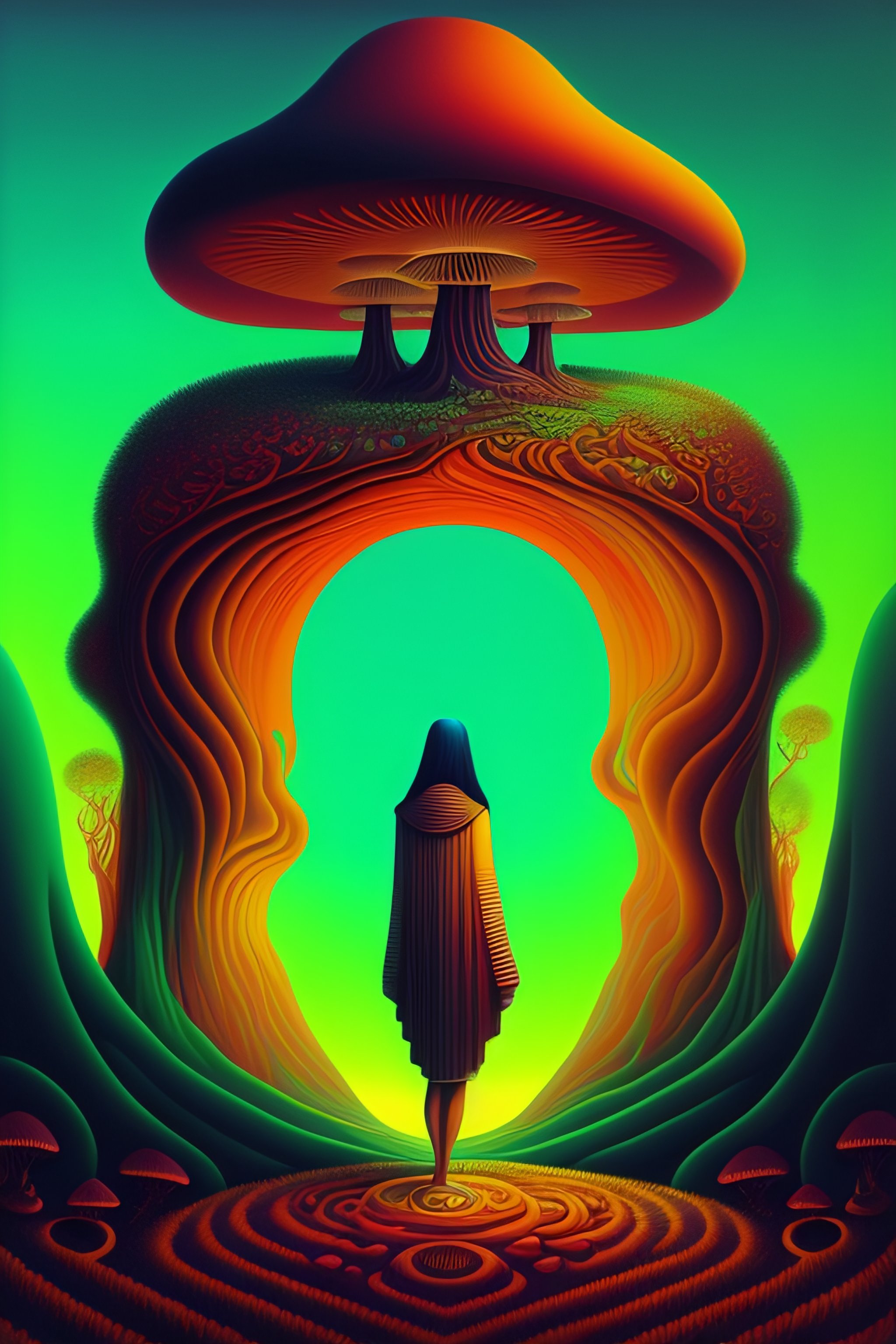 Lexica - Full body picture of Person with head full of mushrooms ...