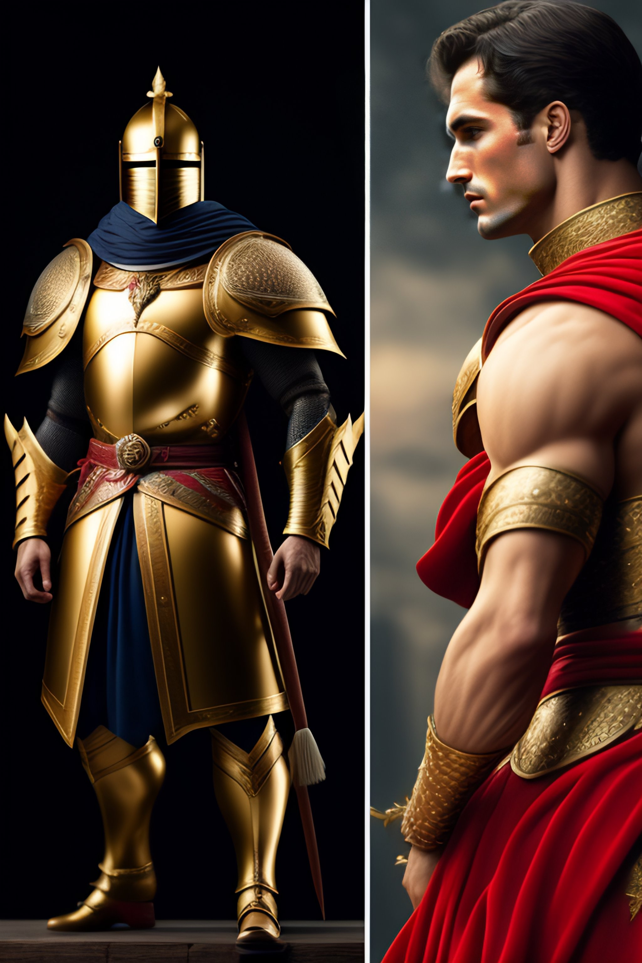 Lexica - Knight character In four views side,front Roman back