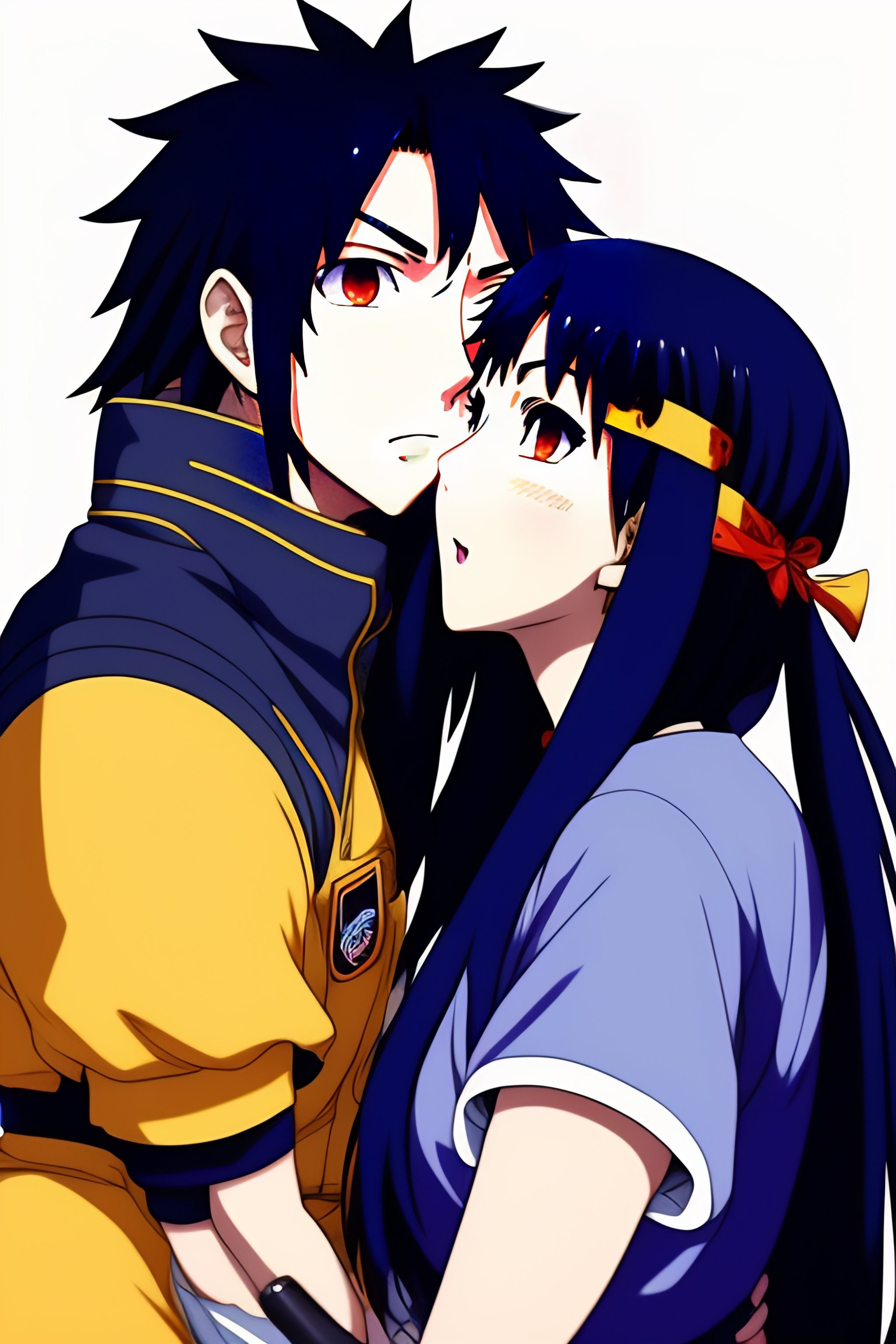 Lexica - Anime styled picture of hinata hyuga kissing sasuke uchiha infront  of a jealous naruto.