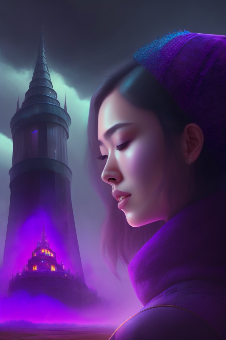 Lexica - A crying woman in the foreground , a collapsing tower in the ...