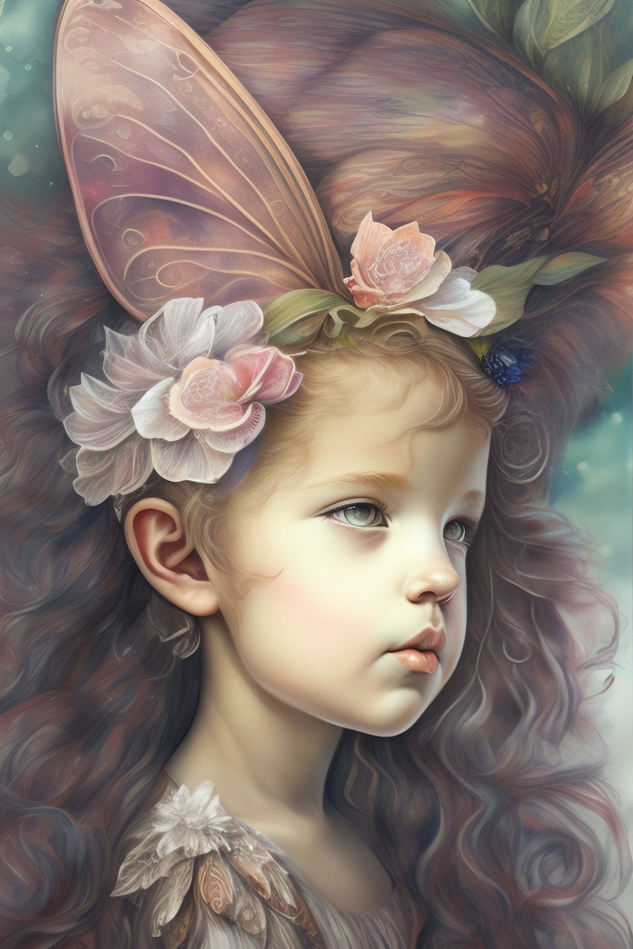 Lexica - Full figure pencil drawing 2ears toddler summer fairy, water ...