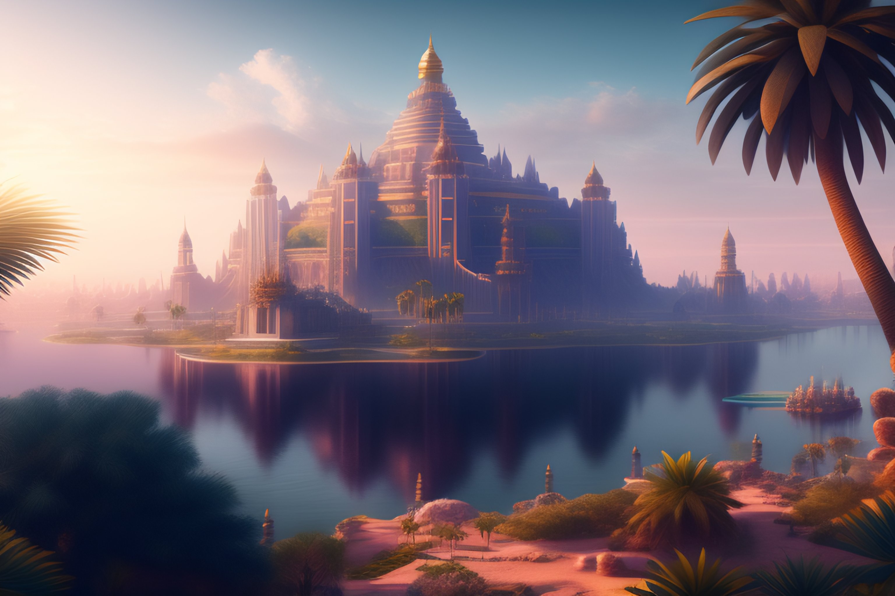 Lexica - Most beautiful and gigantic multiple palace city of the gods ...