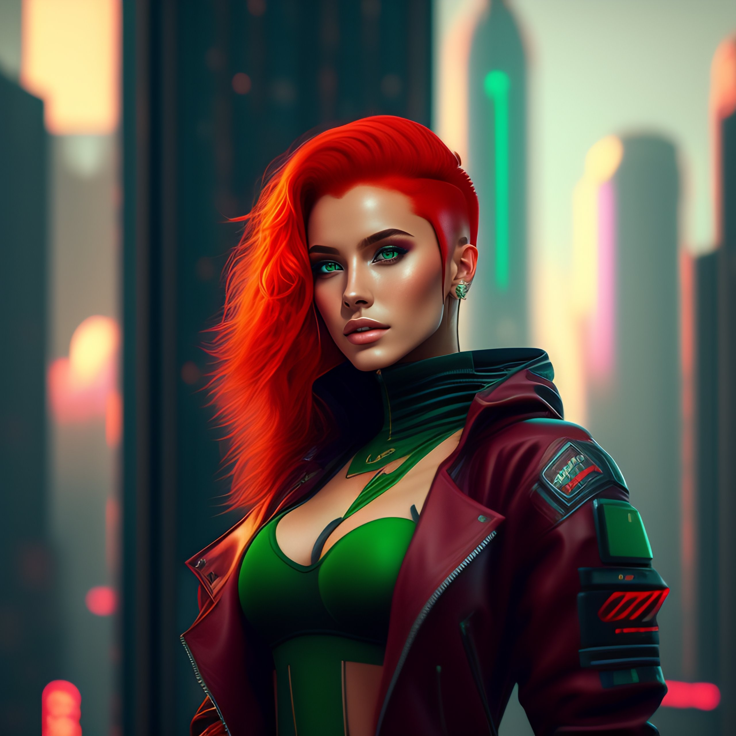 Cyberpunk Cityscape Girl Digital Art