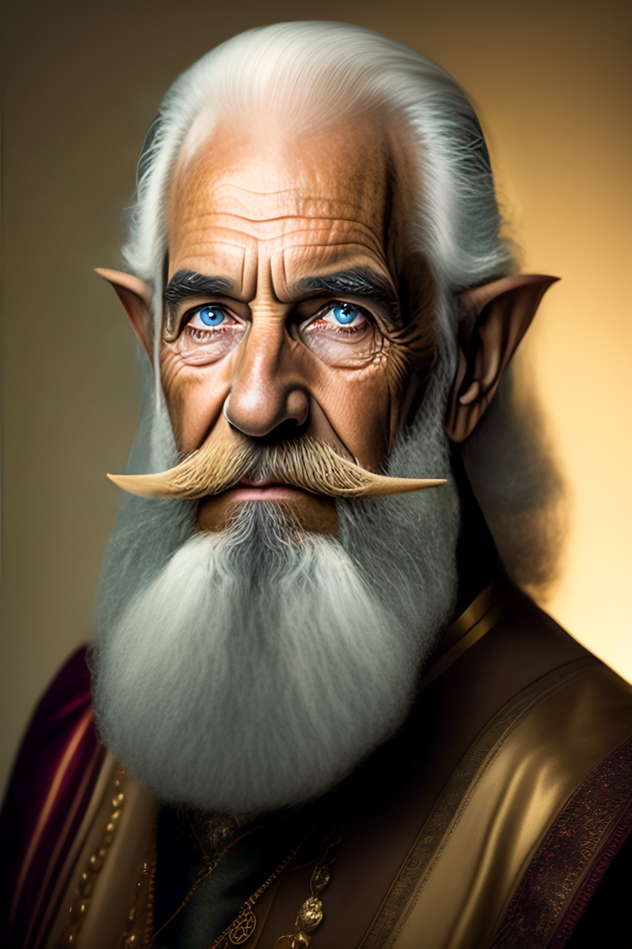 Lexica Old aged half man half woman elf with huge beard portrait