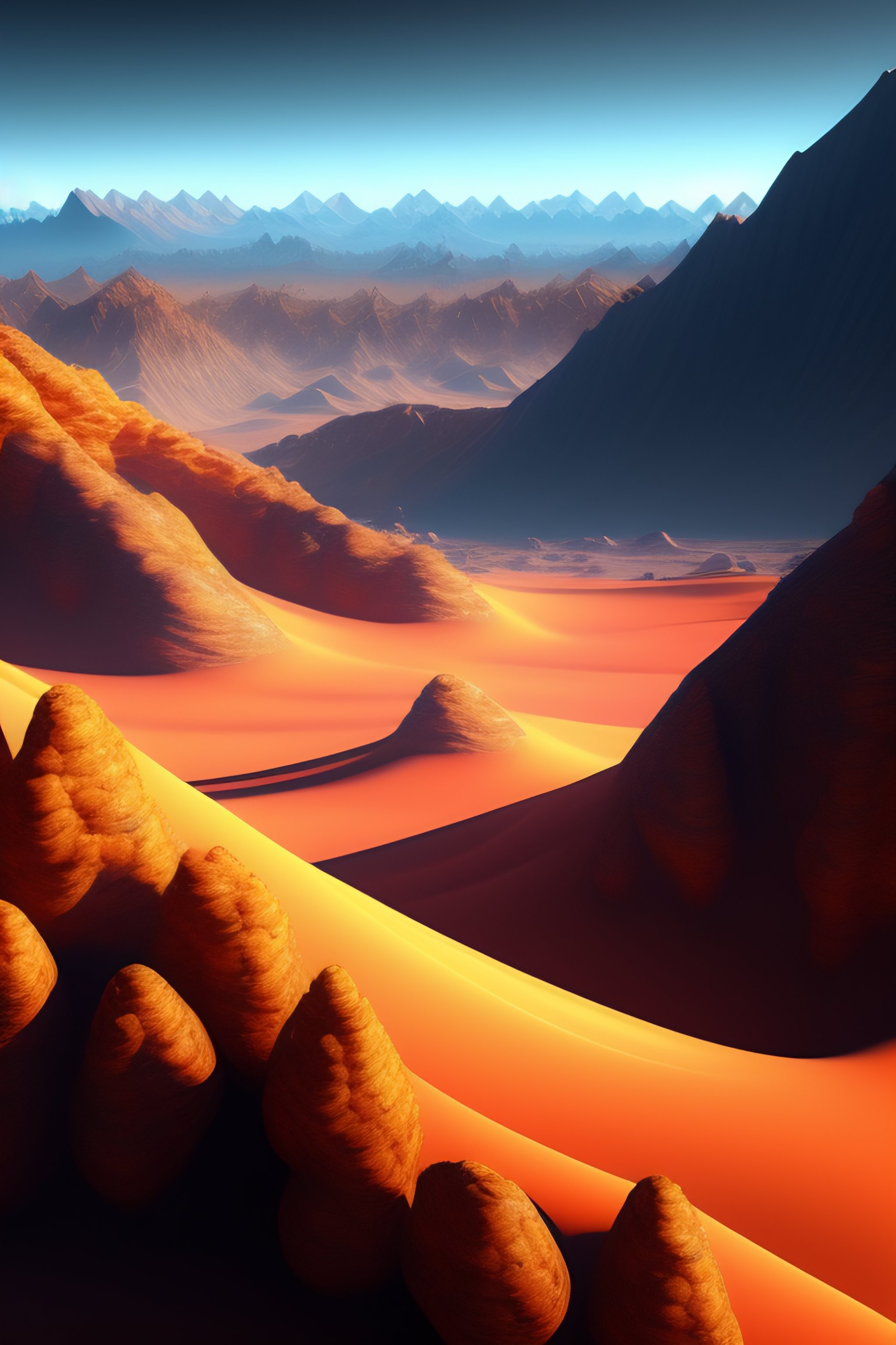 Lexica - Landscape of mountains on another planet, 8k resolution, hyper ...