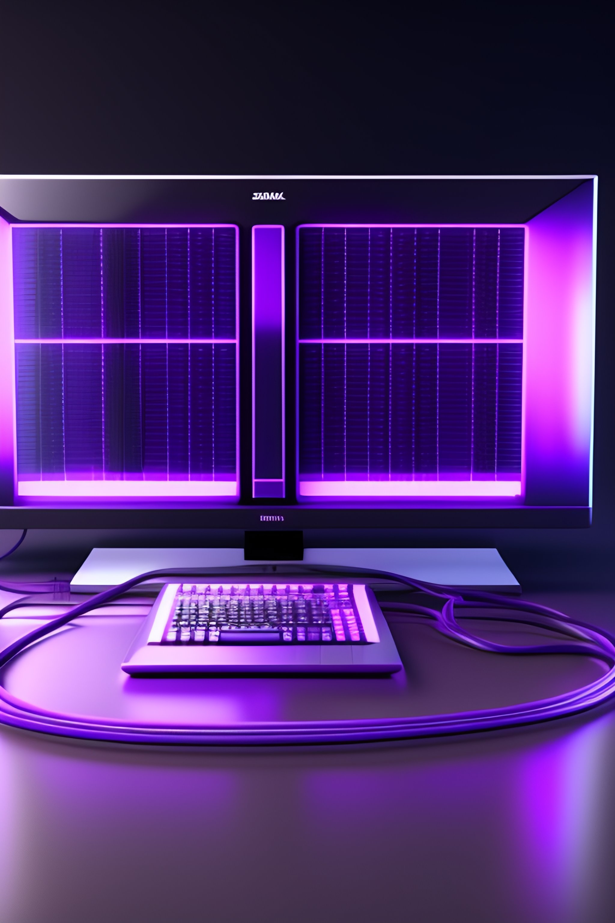 Lexica - 3d purple render of some elctronics, cables, analogic screens