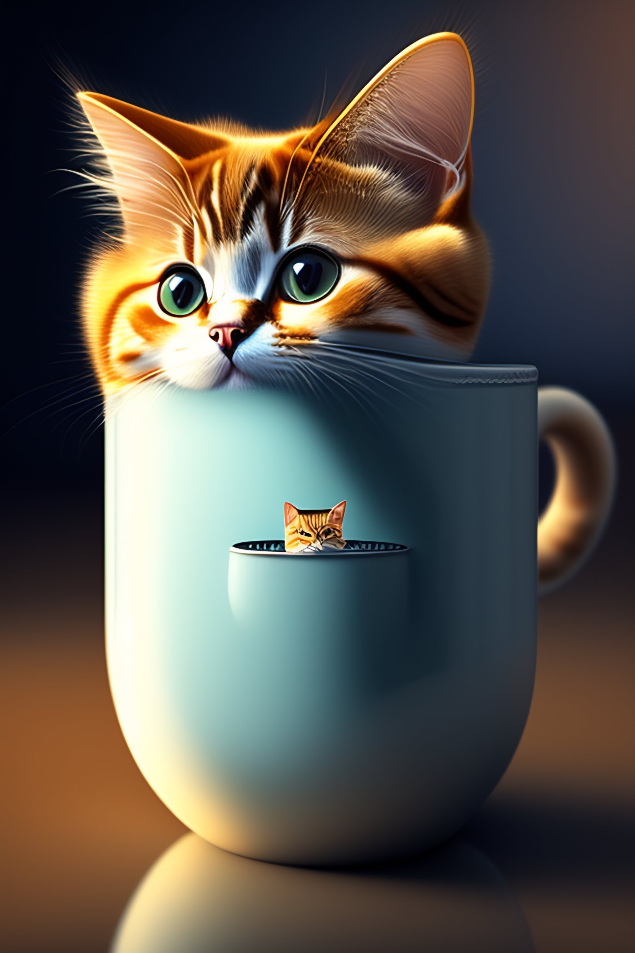 Lexica - Cute cat in cup
