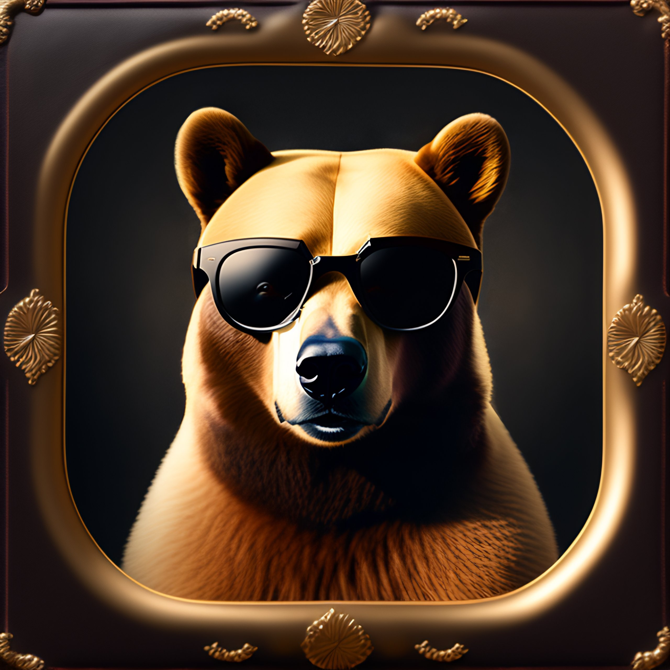 Lexica - Tintype portrait of a bear wearing sunglasses