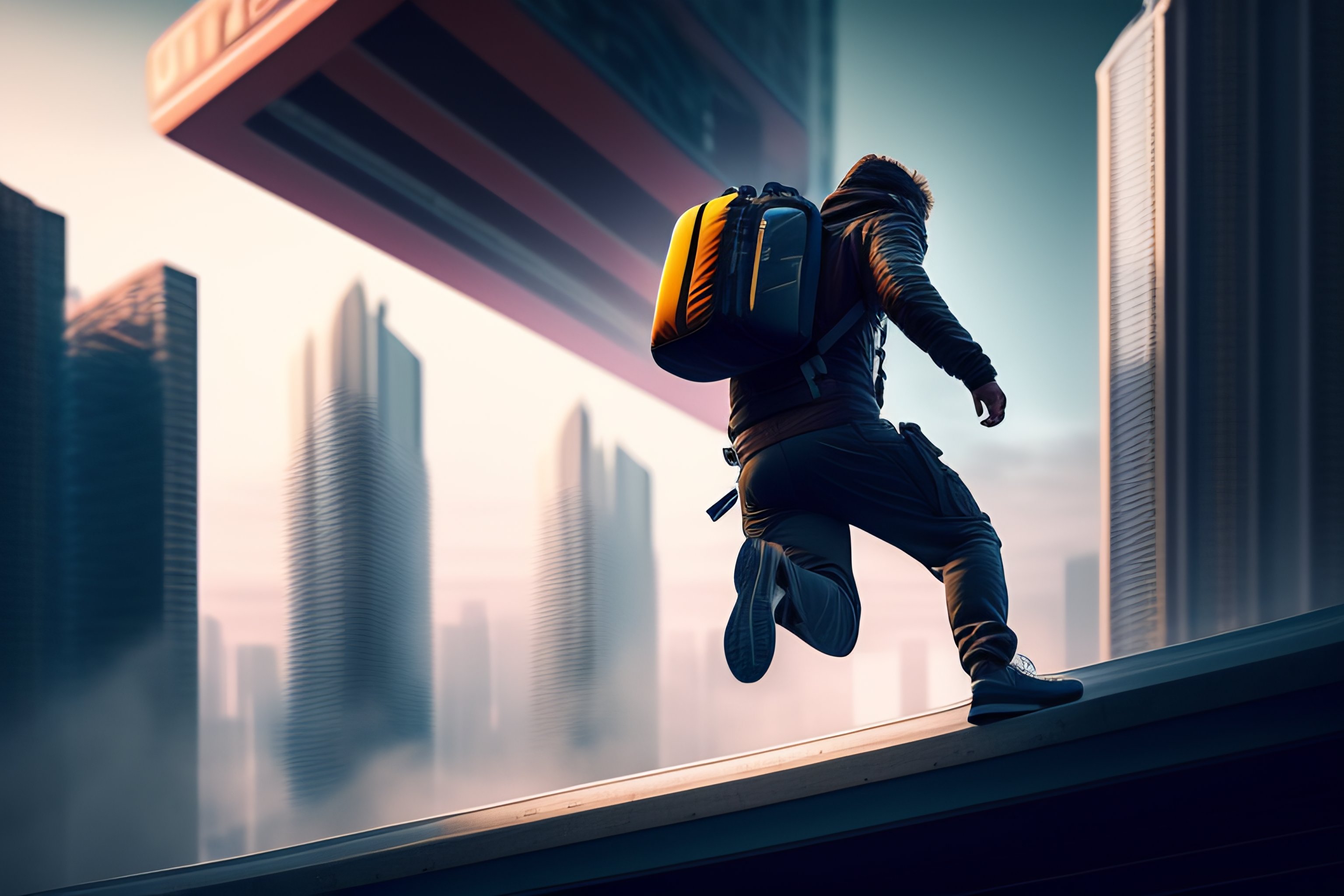 Jump Guy & City Art Wallpapers - Cyberpunk City Wallpapers 4k