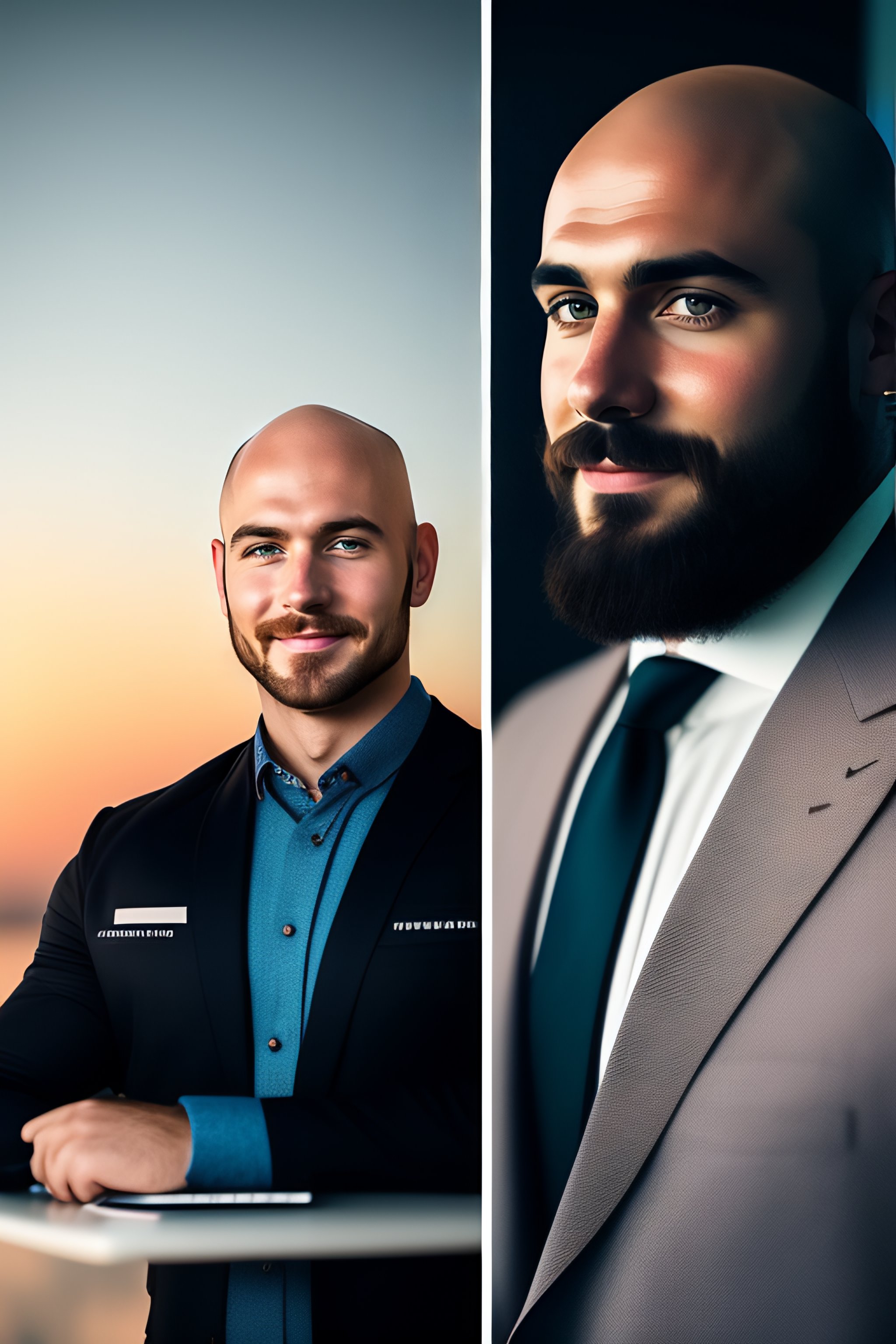 Lexica Bald bearded young property manager with IT skills and Art director