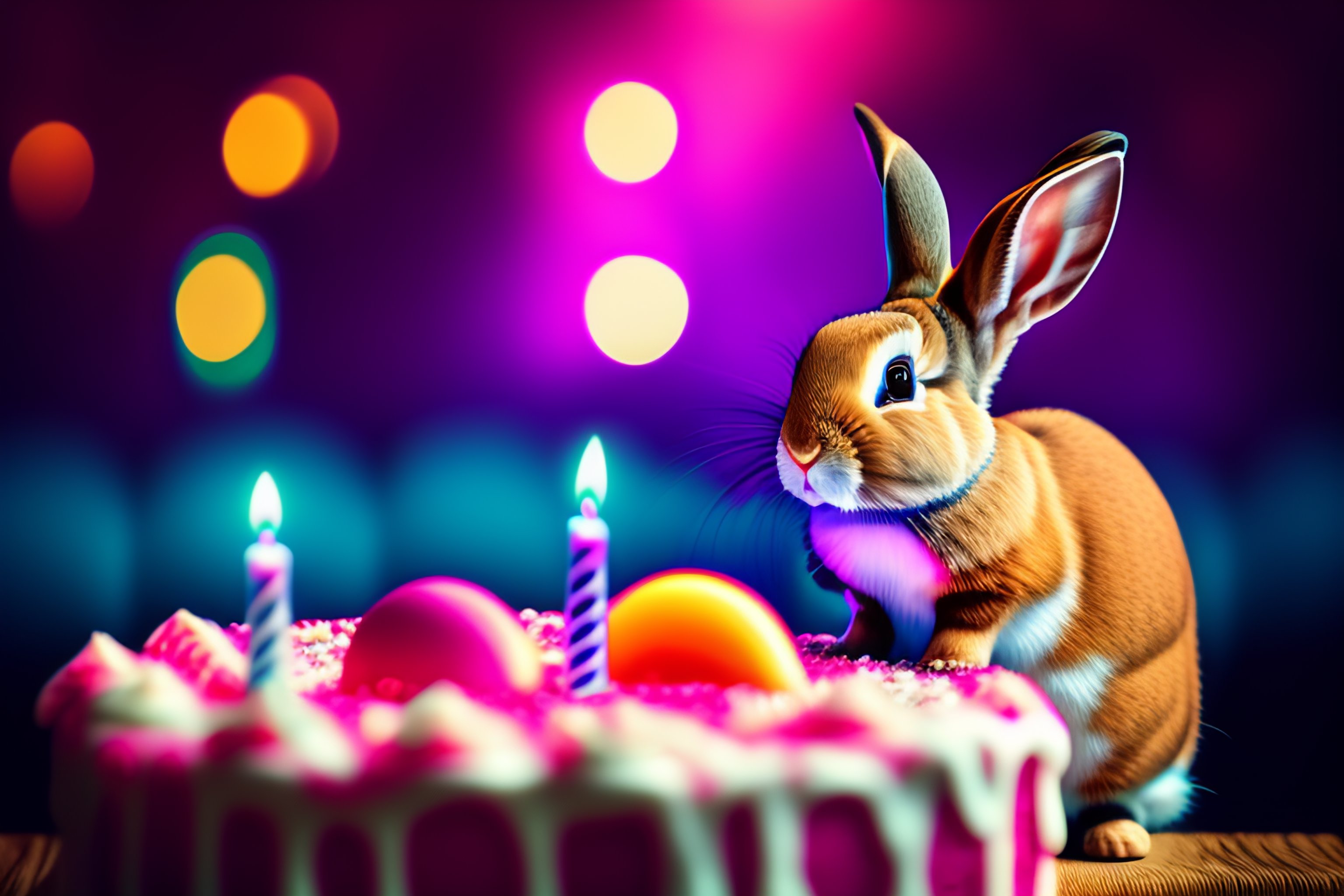 Lexica - Birthday party rabbit, retrowave stage