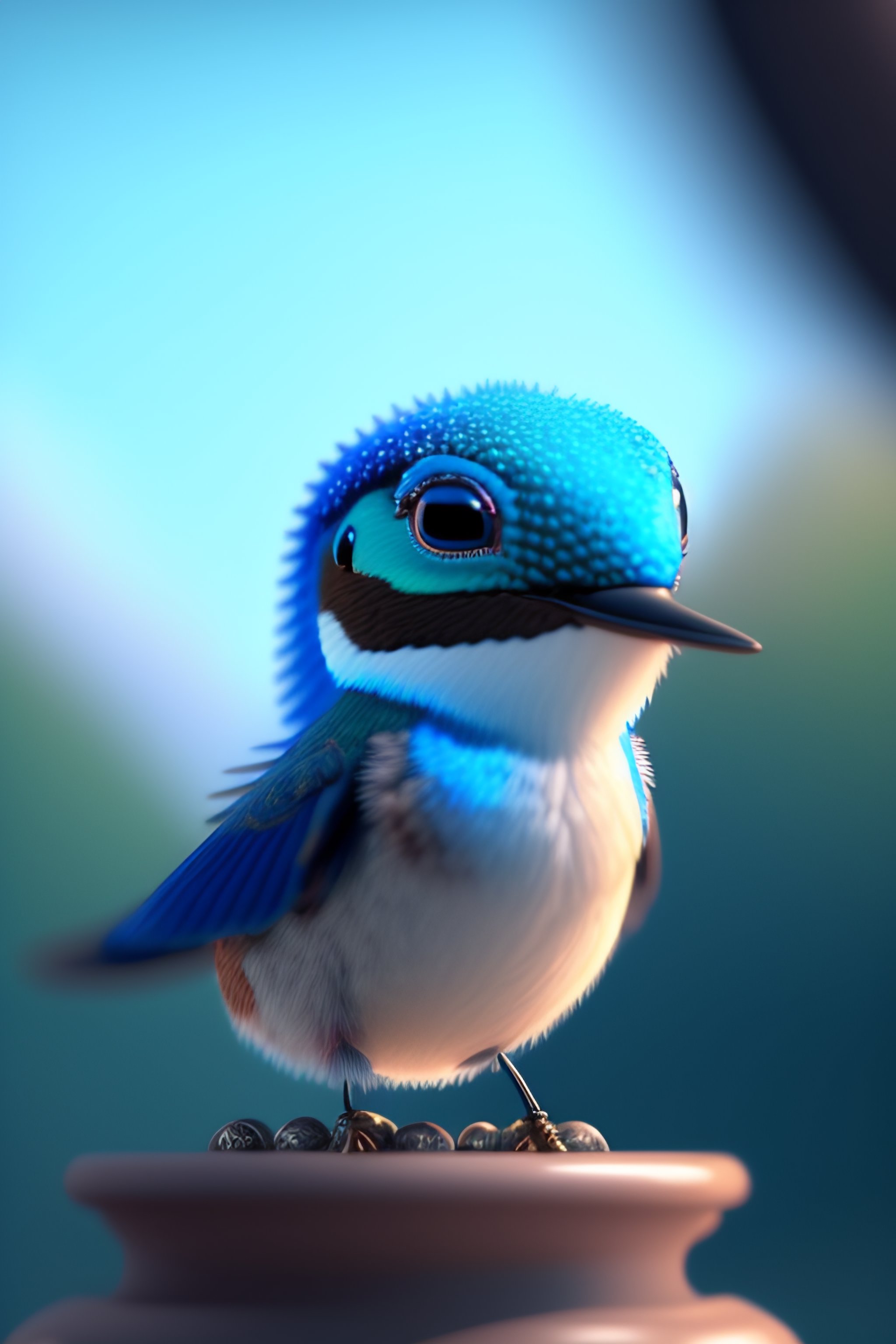 Lexica - Cute adorable little blue hummingbird waving and smiling ...