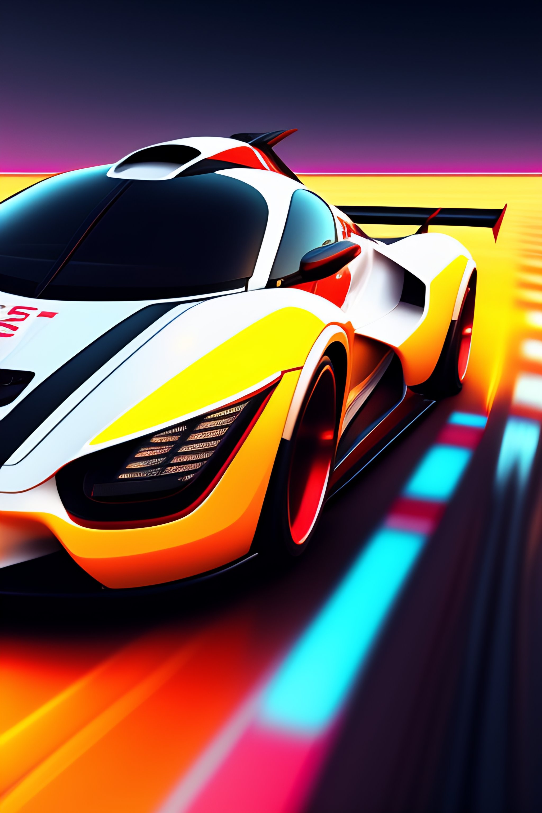 Lexica - Speed racer mach 6. white and red car. motionblur. zoom lines ...